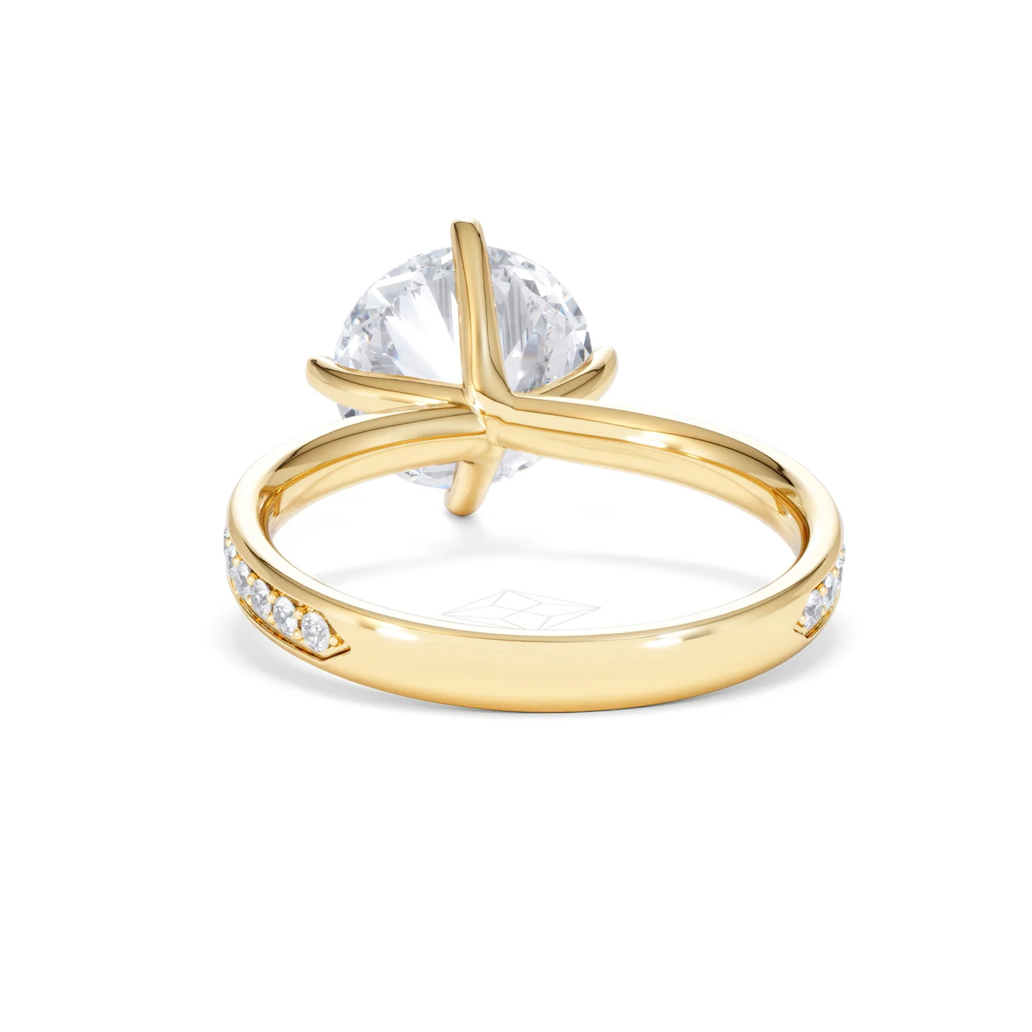 Origin Twist 3.00ct Round Cut Lab Diamond Solitaire Engagement Ring with Side Stones in 18K Yellow Gold - Image 49
