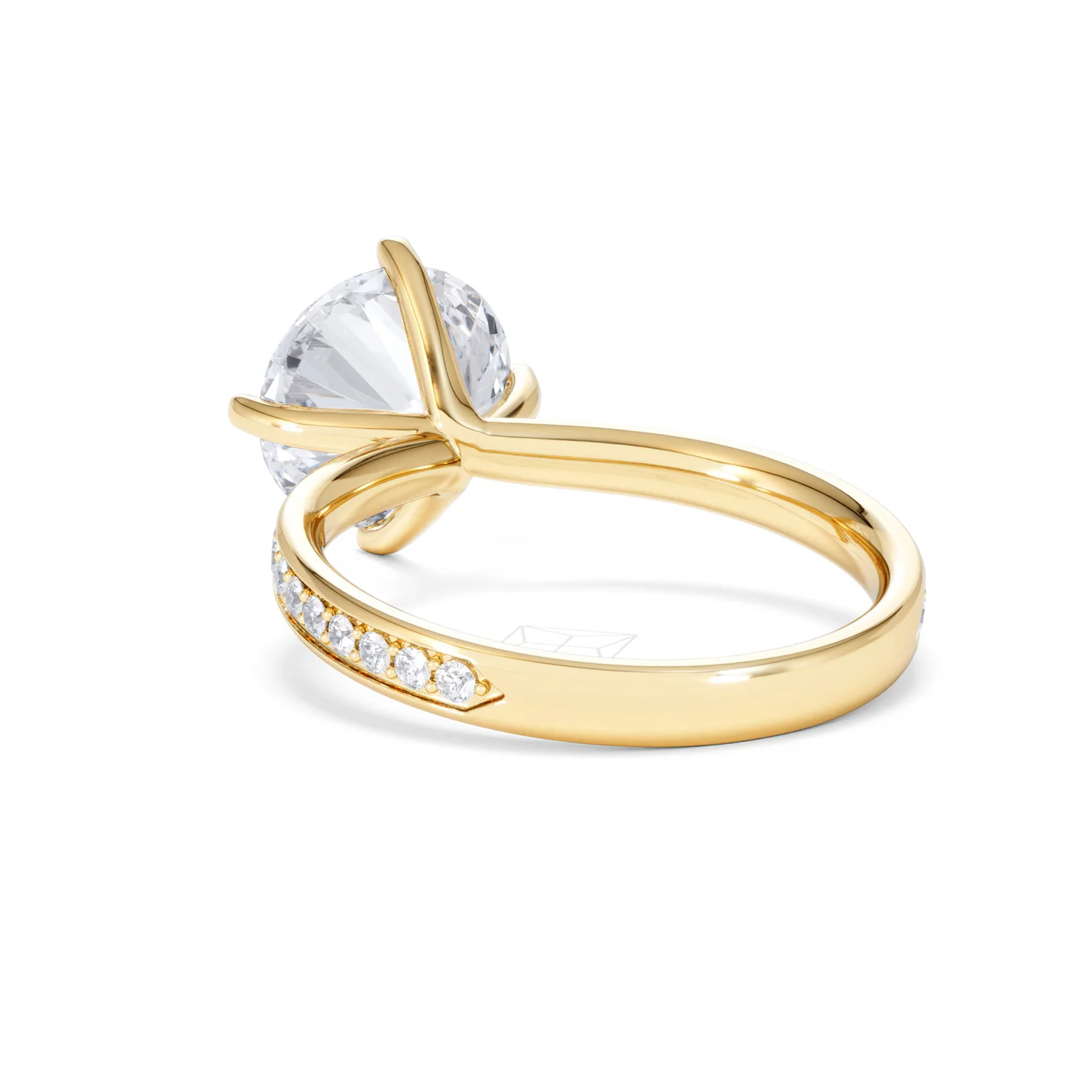 Origin Twist 3.00ct Round Cut Lab Diamond Solitaire Engagement Ring with Side Stones in 18K Yellow Gold - Image 53