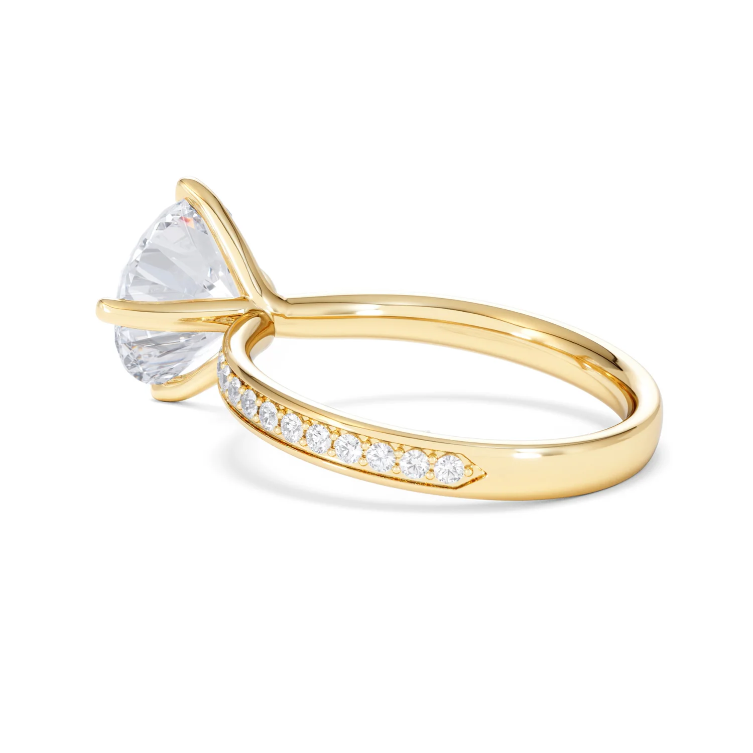 Origin Twist 3.00ct Round Cut Lab Diamond Solitaire Engagement Ring with Side Stones in 18K Yellow Gold - Image 59