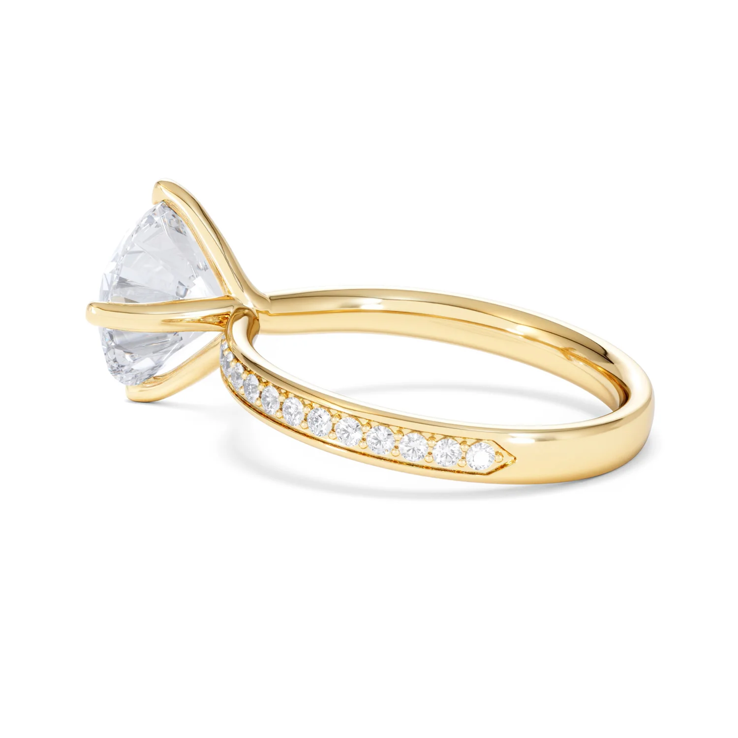 Origin Twist 3.00ct Round Cut Lab Diamond Solitaire Engagement Ring with Side Stones in 18K Yellow Gold - Image 61