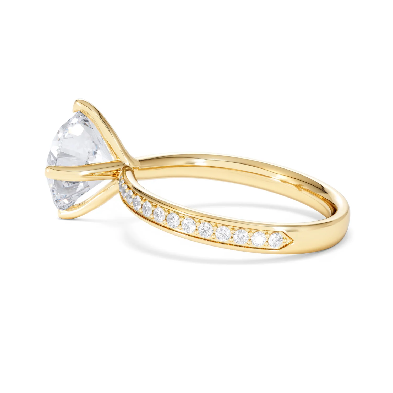 Origin Twist 3.00ct Round Cut Lab Diamond Solitaire Engagement Ring with Side Stones in 18K Yellow Gold - Image 63