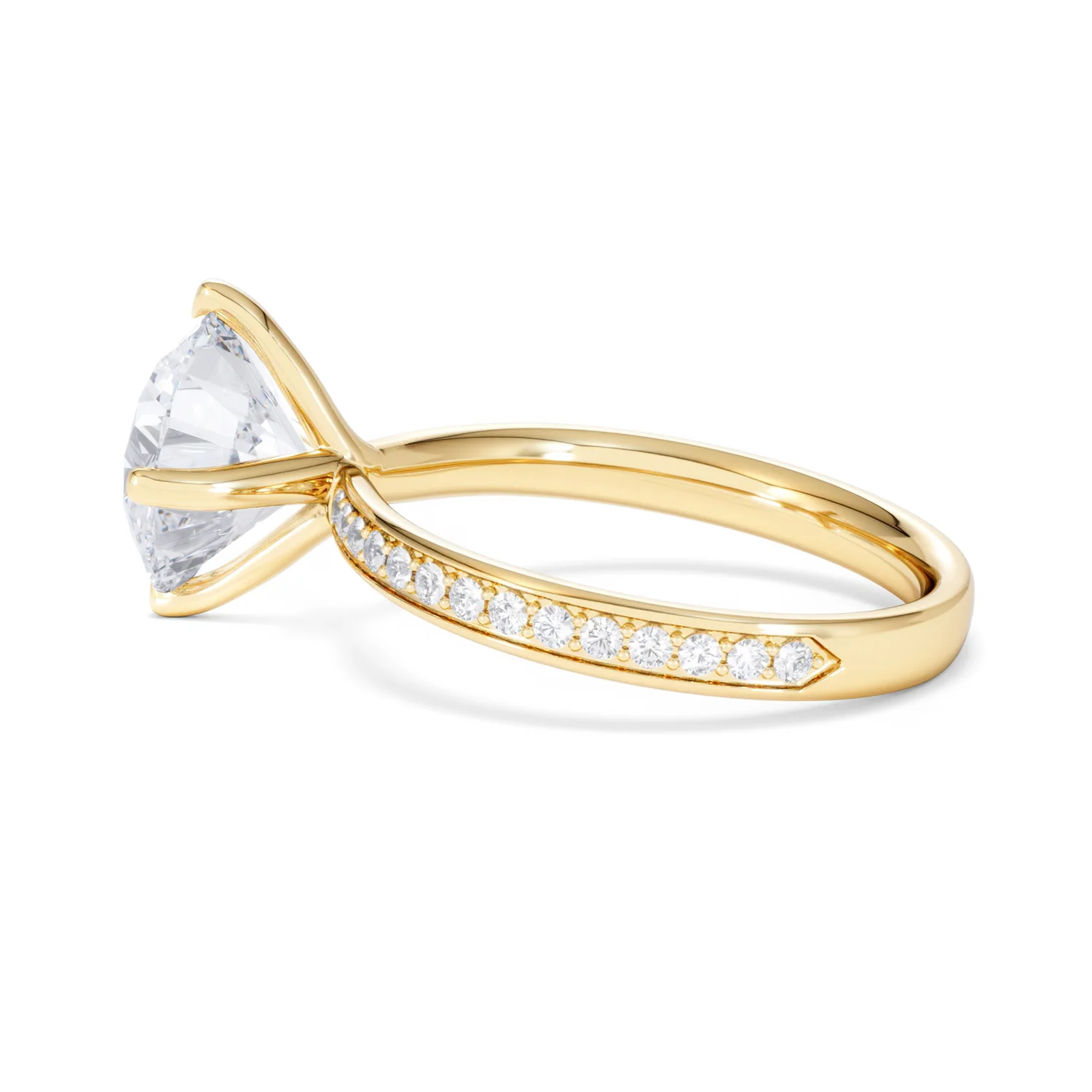 Origin Twist 3.00ct Round Cut Lab Diamond Solitaire Engagement Ring with Side Stones in 18K Yellow Gold - Image 64