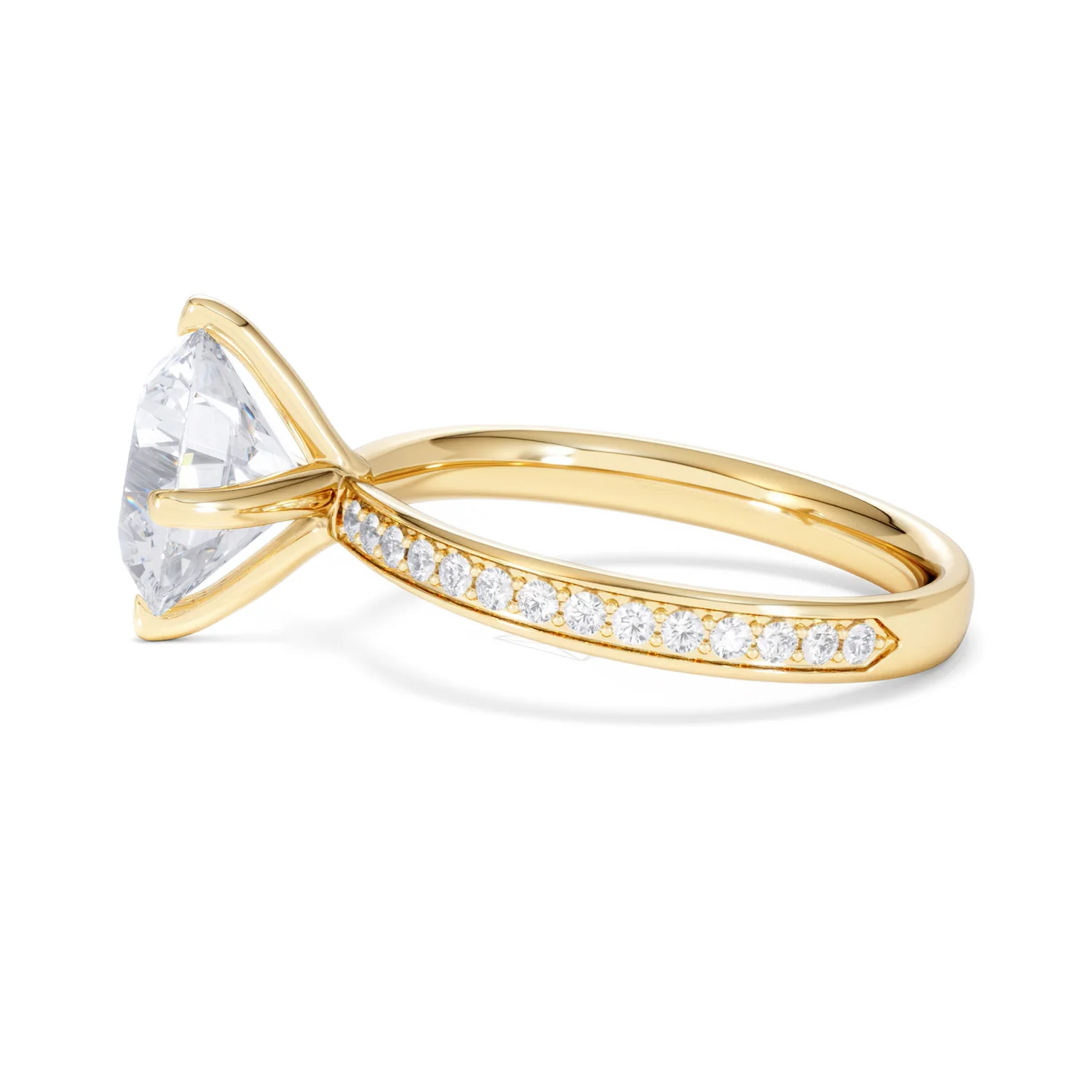 Origin Twist 3.00ct Round Cut Lab Diamond Solitaire Engagement Ring with Side Stones in 18K Yellow Gold - Image 67