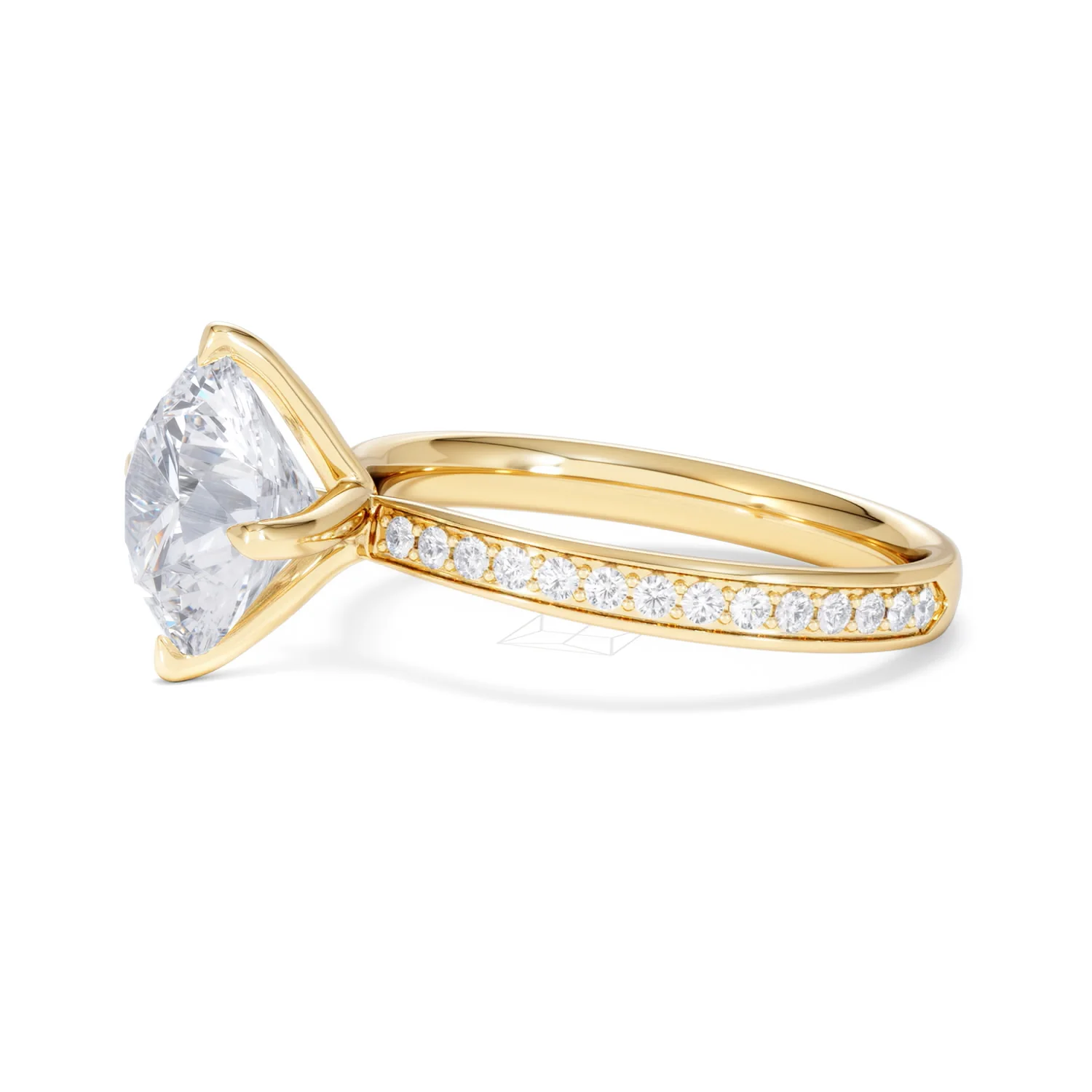 Origin Twist 3.00ct Round Cut Lab Diamond Solitaire Engagement Ring with Side Stones in 18K Yellow Gold - Image 72