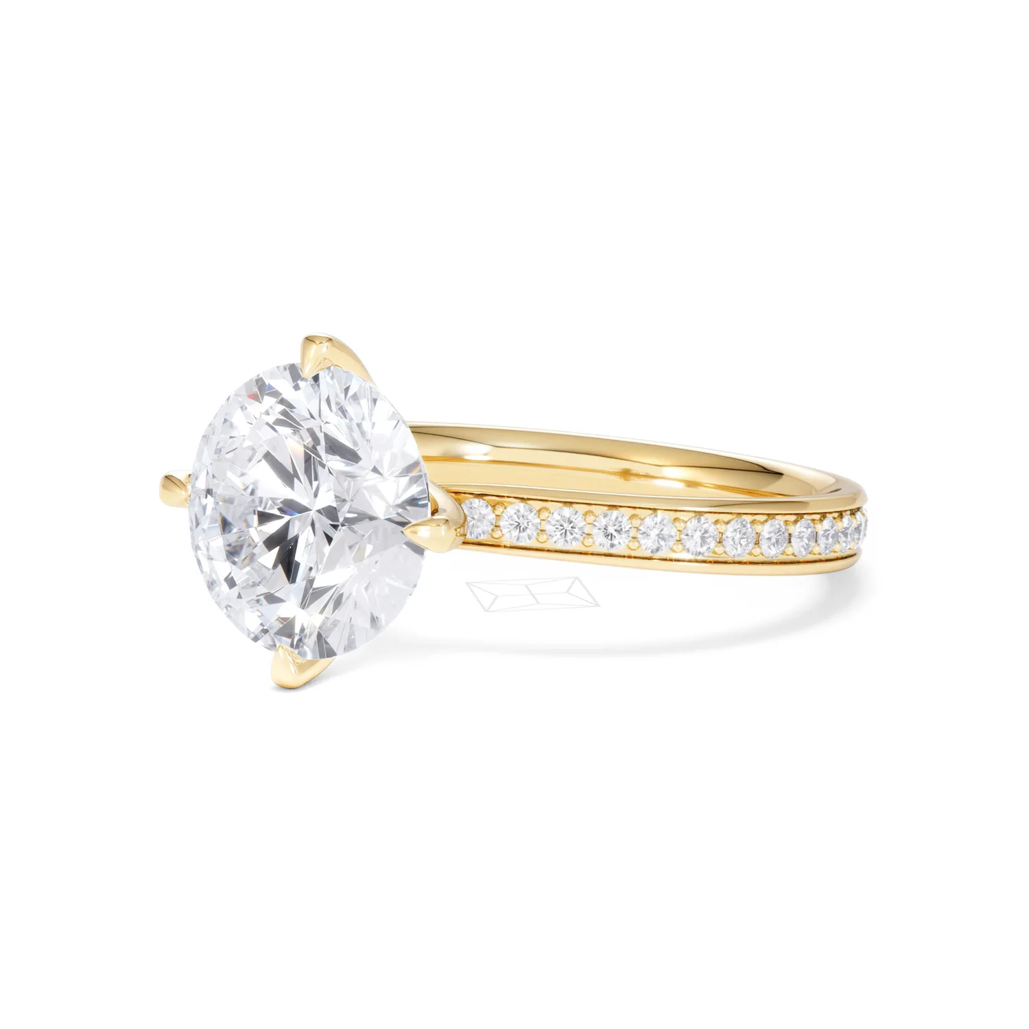 Origin Twist 3.00ct Round Cut Lab Diamond Solitaire Engagement Ring with Side Stones in 18K Yellow Gold - Image 79
