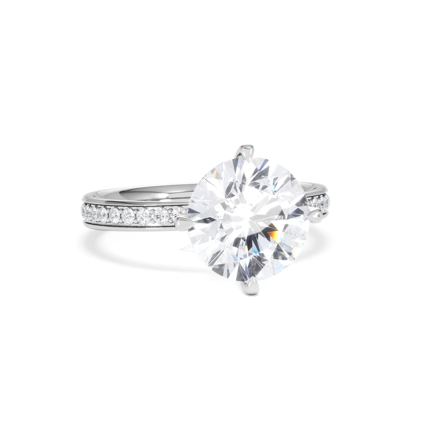Origin Twist 3.00ct Round Cut Lab Diamond Solitaire Engagement Ring with Side Stones in Platinum - Image 10