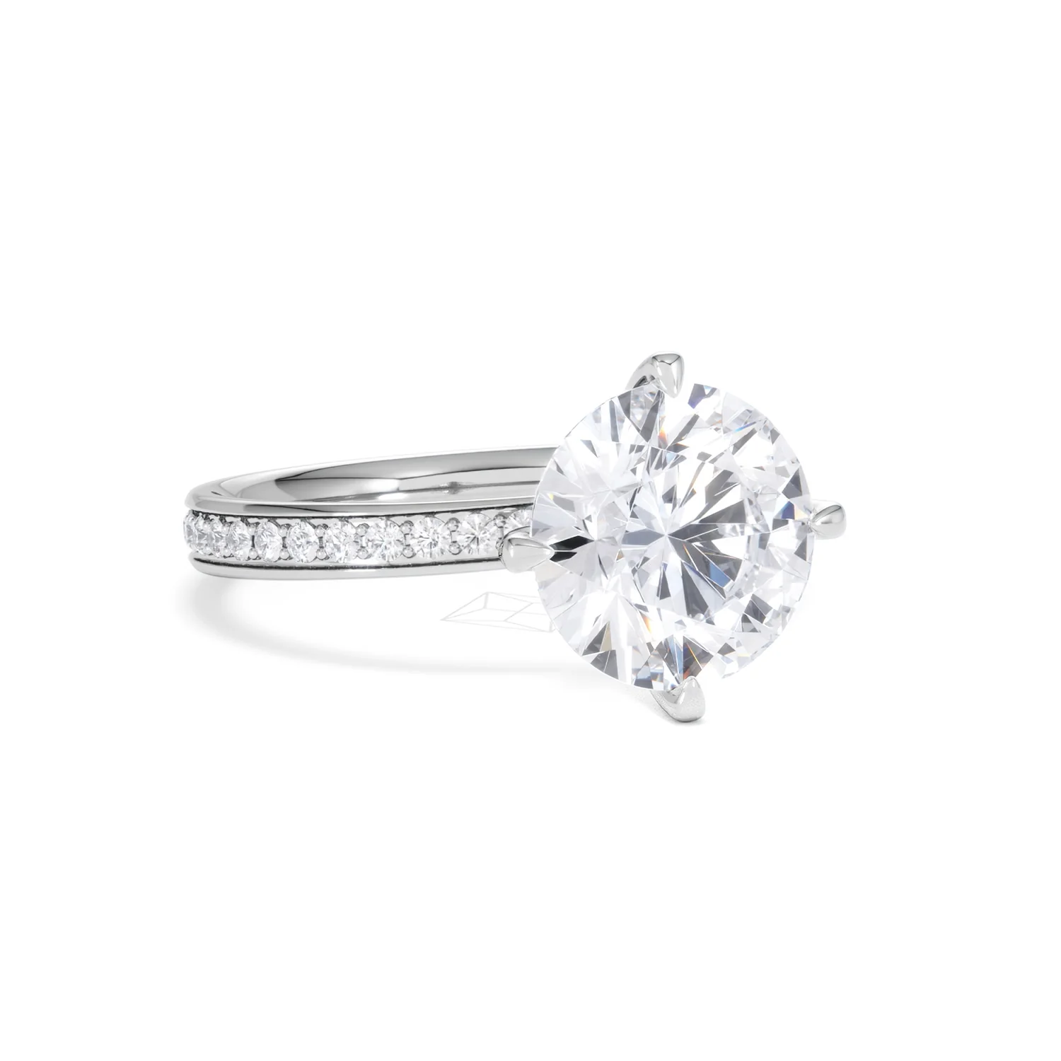 Origin Twist 3.00ct Round Cut Lab Diamond Solitaire Engagement Ring with Side Stones in Platinum - Image 12
