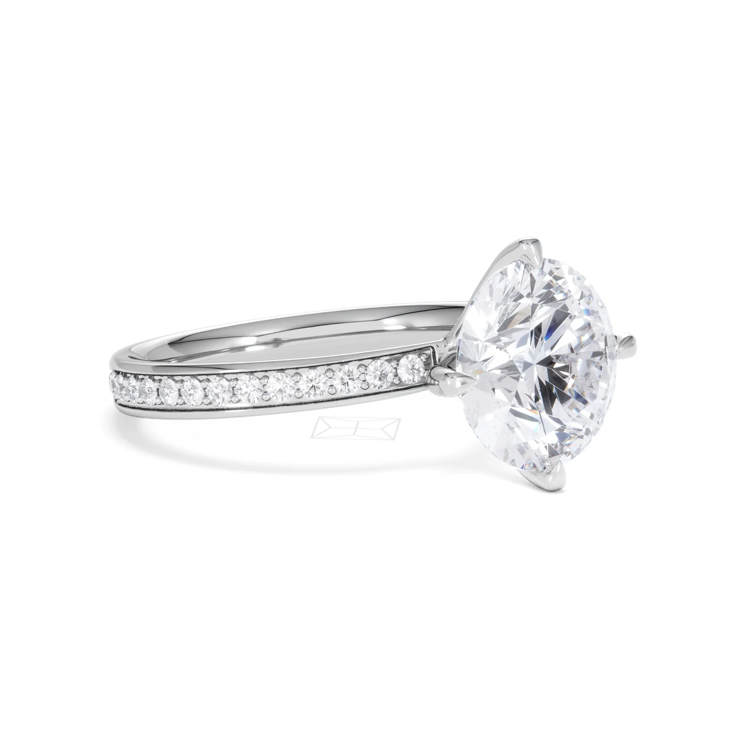 Origin Twist 3.00ct Round Cut Lab Diamond Solitaire Engagement Ring with Side Stones in Platinum - Image 16