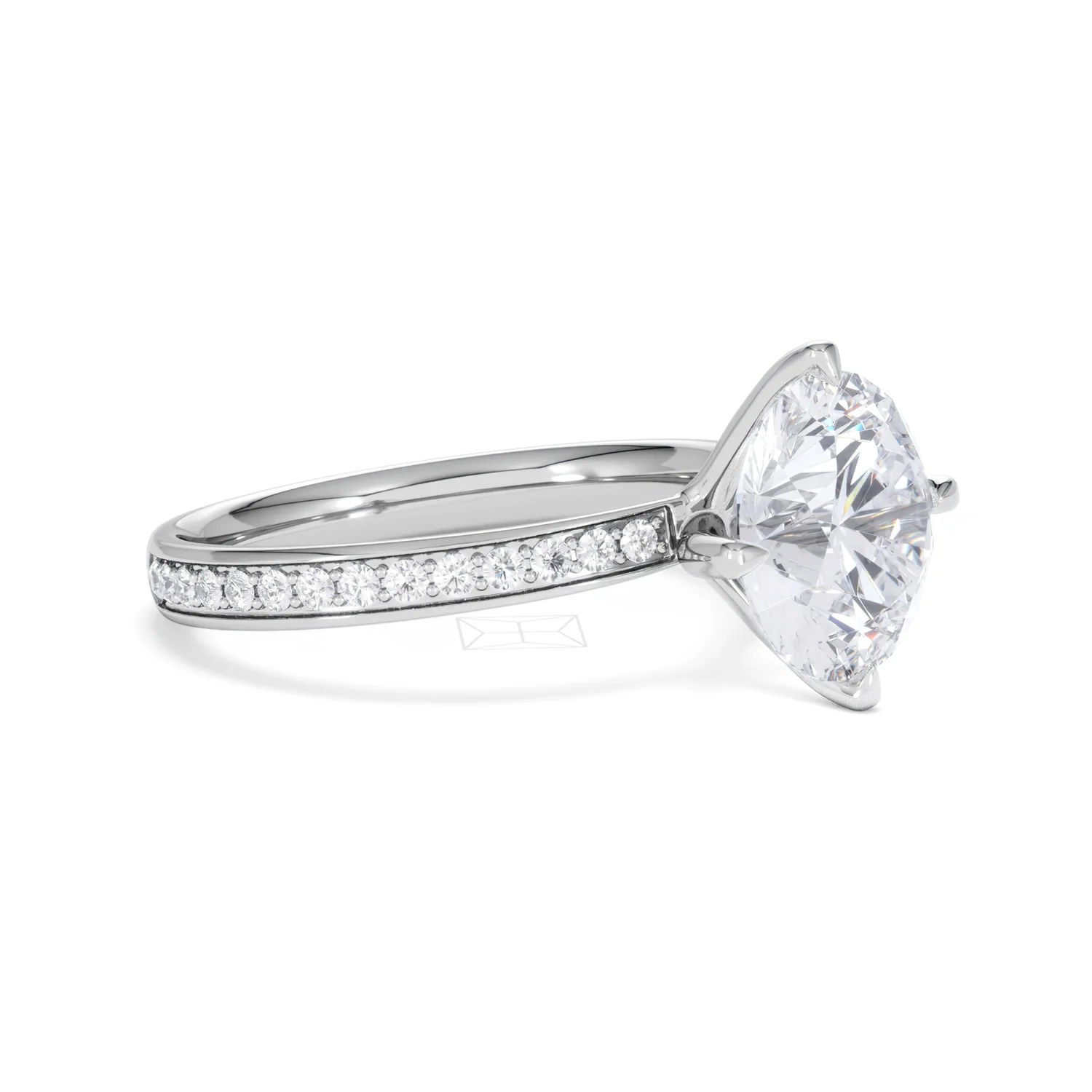 Origin Twist 3.00ct Round Cut Lab Diamond Solitaire Engagement Ring with Side Stones in Platinum - Image 18