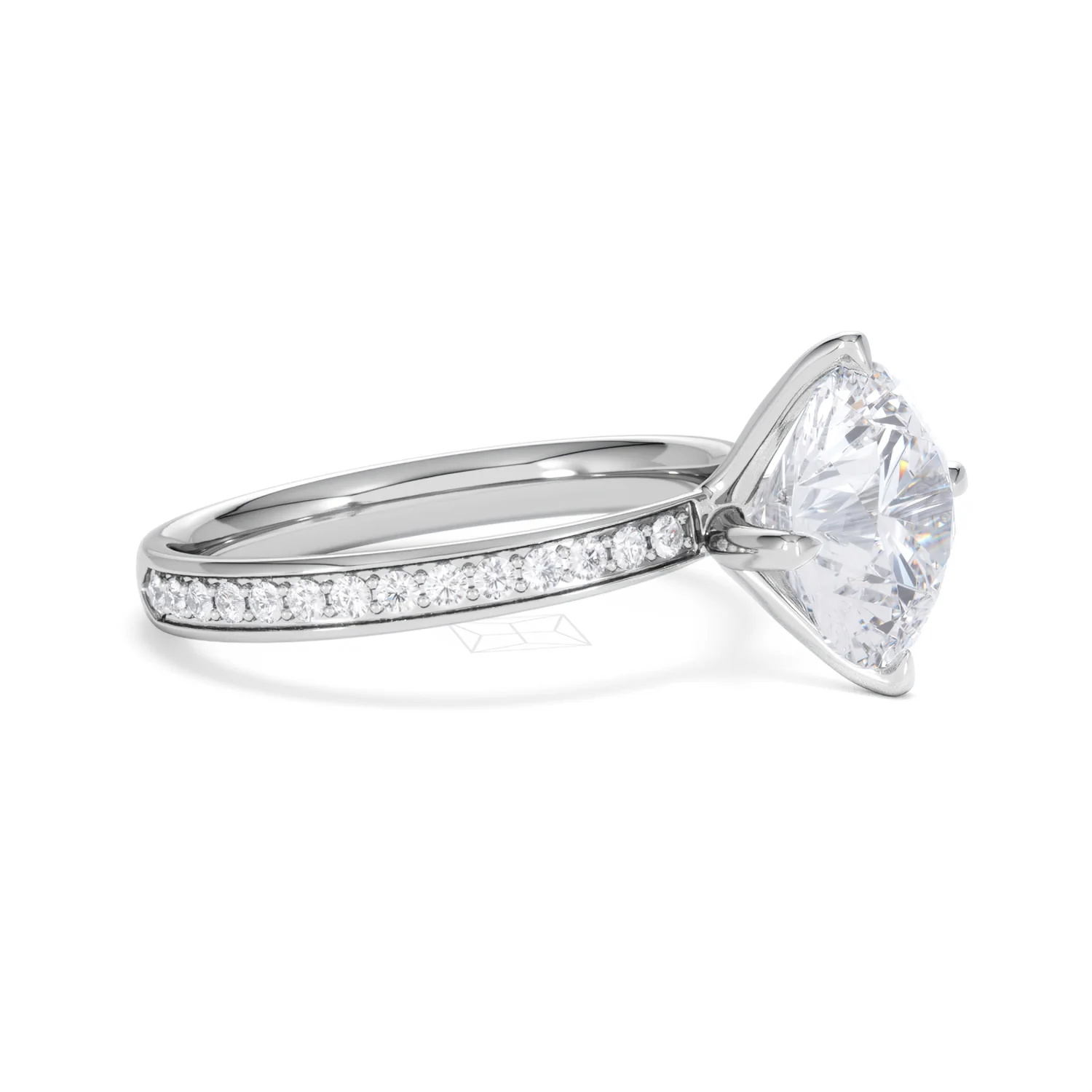 Origin Twist 3.00ct Round Cut Lab Diamond Solitaire Engagement Ring with Side Stones in Platinum - Image 20