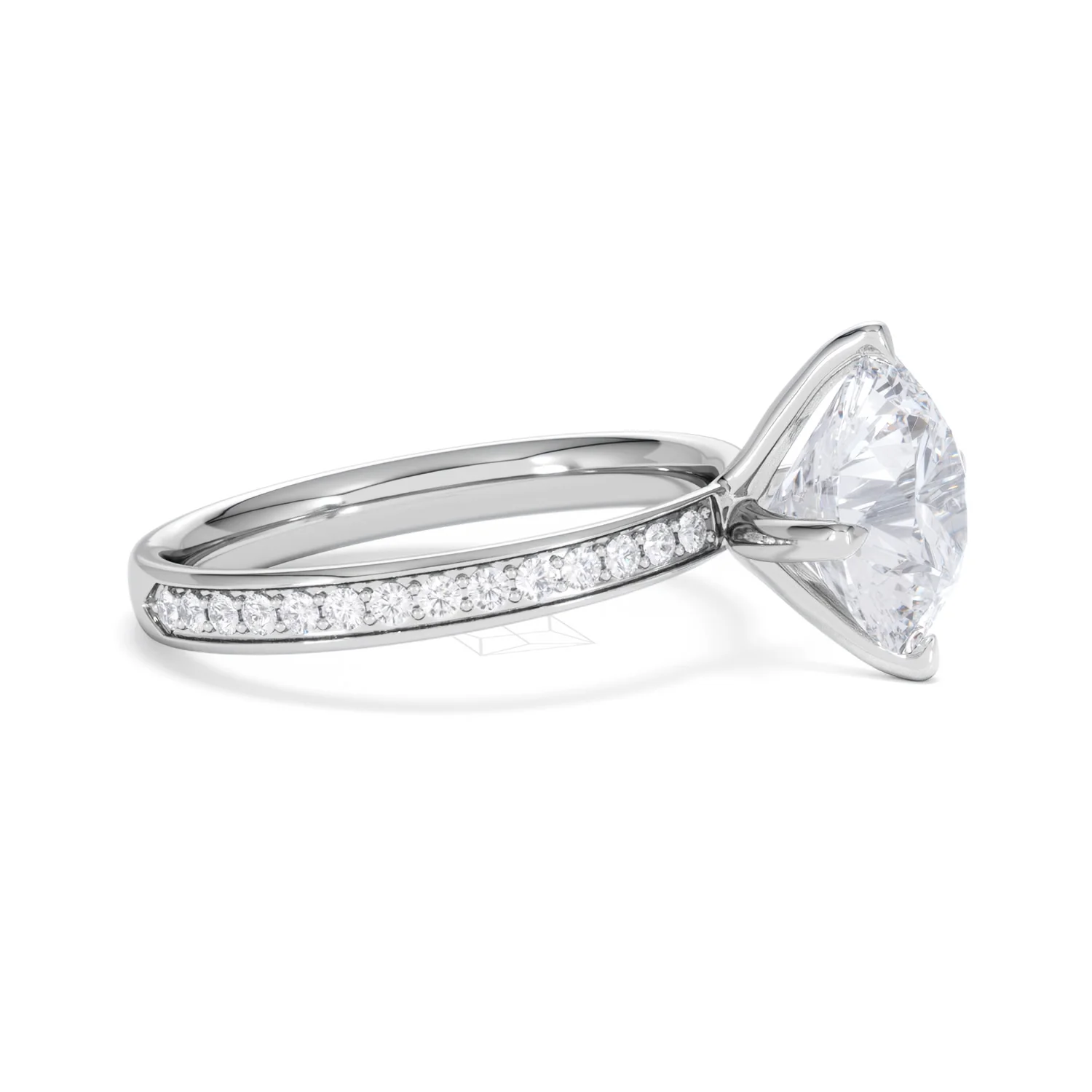 Origin Twist 3.00ct Round Cut Lab Diamond Solitaire Engagement Ring with Side Stones in Platinum - Image 22