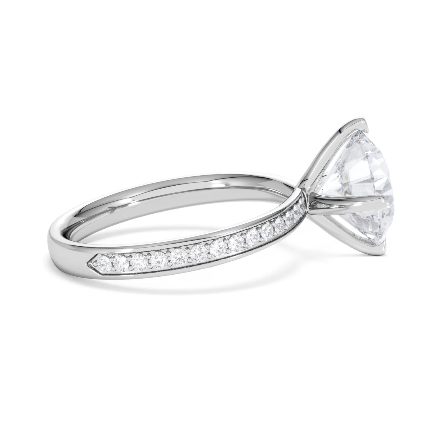 Origin Twist 3.00ct Round Cut Lab Diamond Solitaire Engagement Ring with Side Stones in Platinum - Image 28