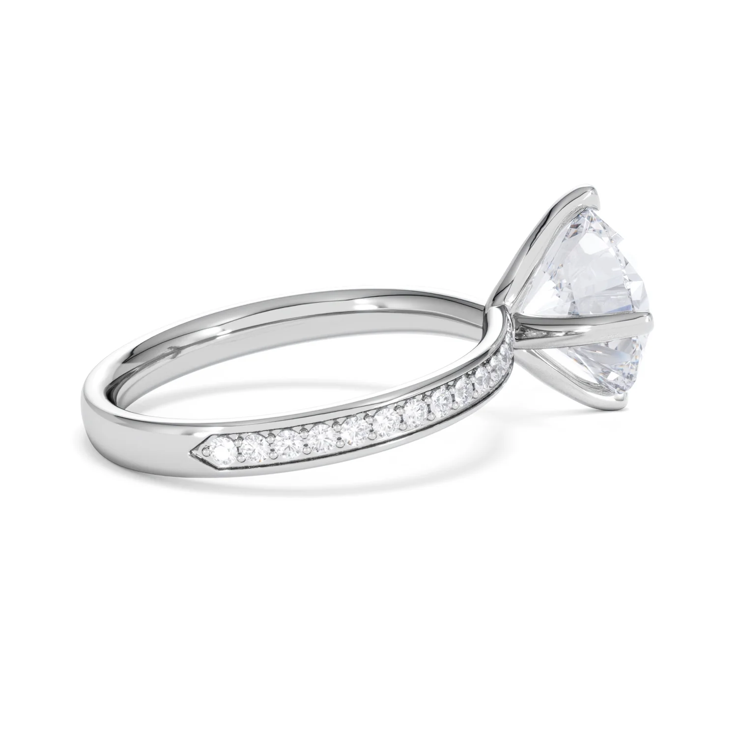 Origin Twist 3.00ct Round Cut Lab Diamond Solitaire Engagement Ring with Side Stones in Platinum - Image 31