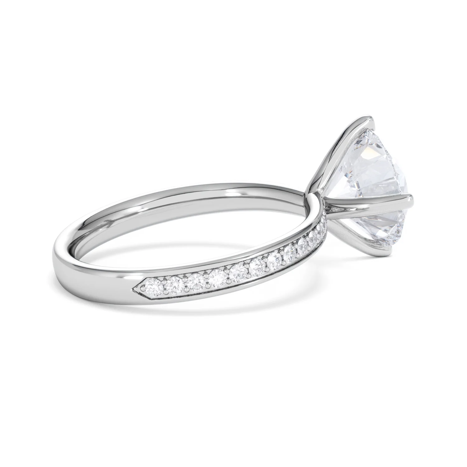 Origin Twist 3.00ct Round Cut Lab Diamond Solitaire Engagement Ring with Side Stones in Platinum - Image 32