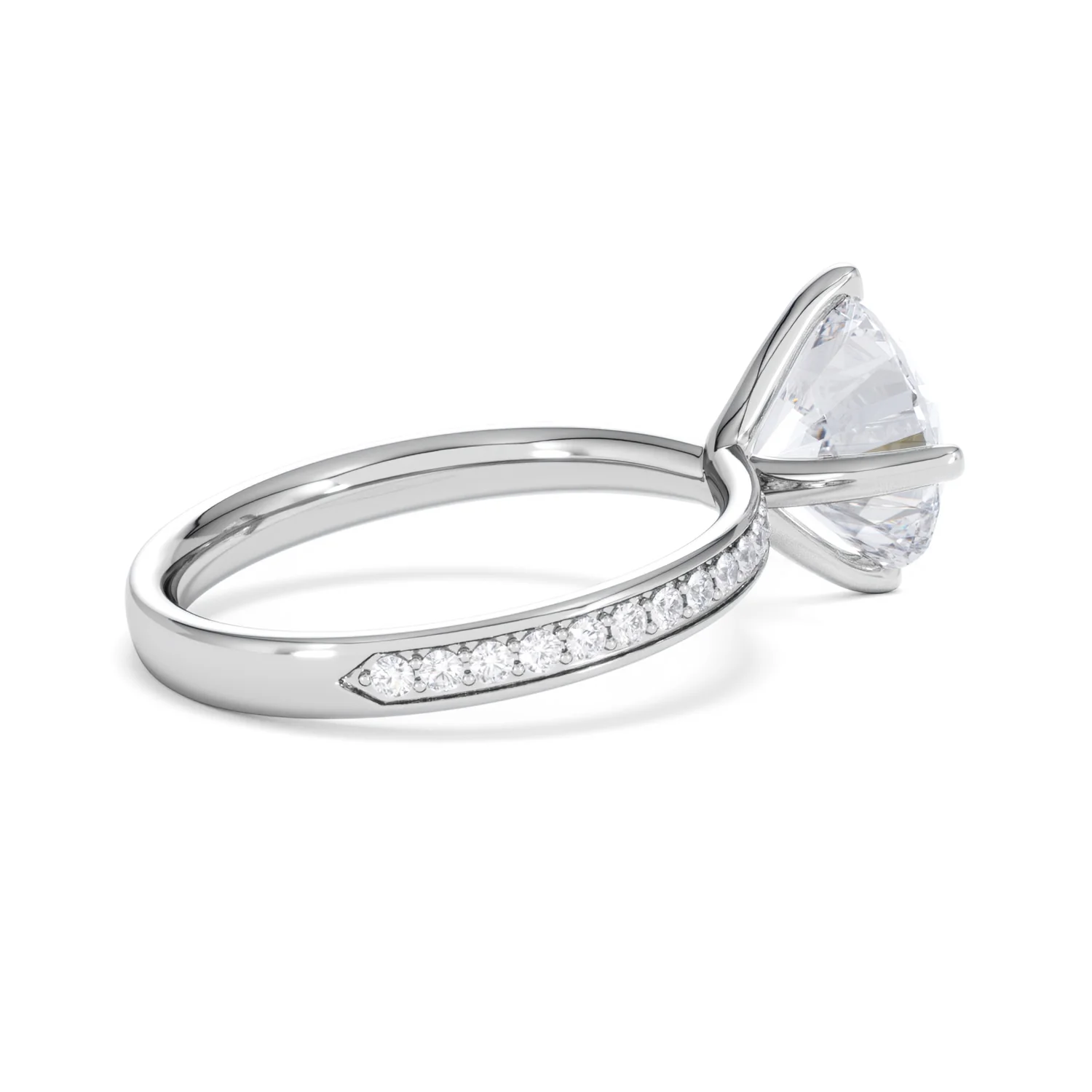 Origin Twist 3.00ct Round Cut Lab Diamond Solitaire Engagement Ring with Side Stones in Platinum - Image 33