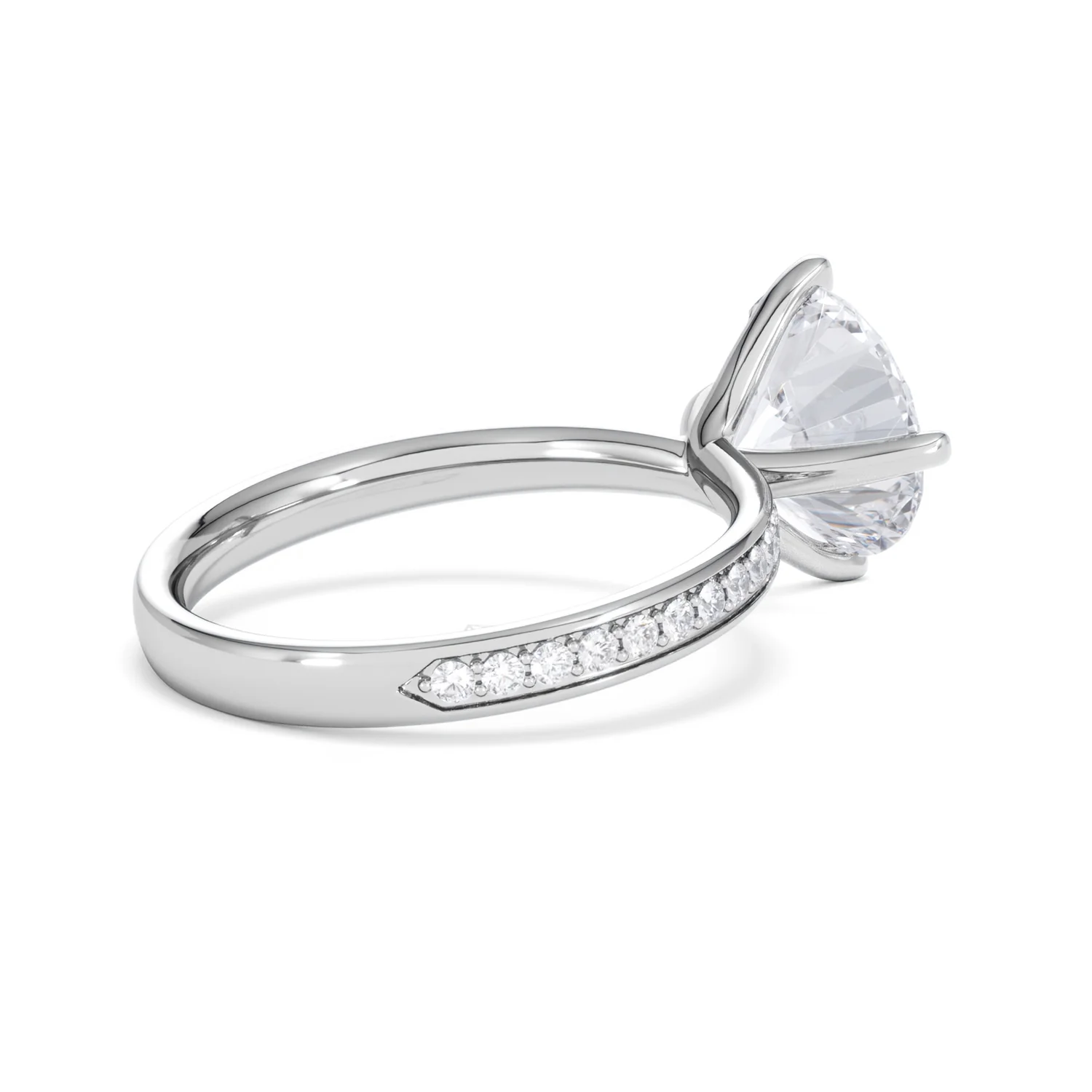 Origin Twist 3.00ct Round Cut Lab Diamond Solitaire Engagement Ring with Side Stones in Platinum - Image 35
