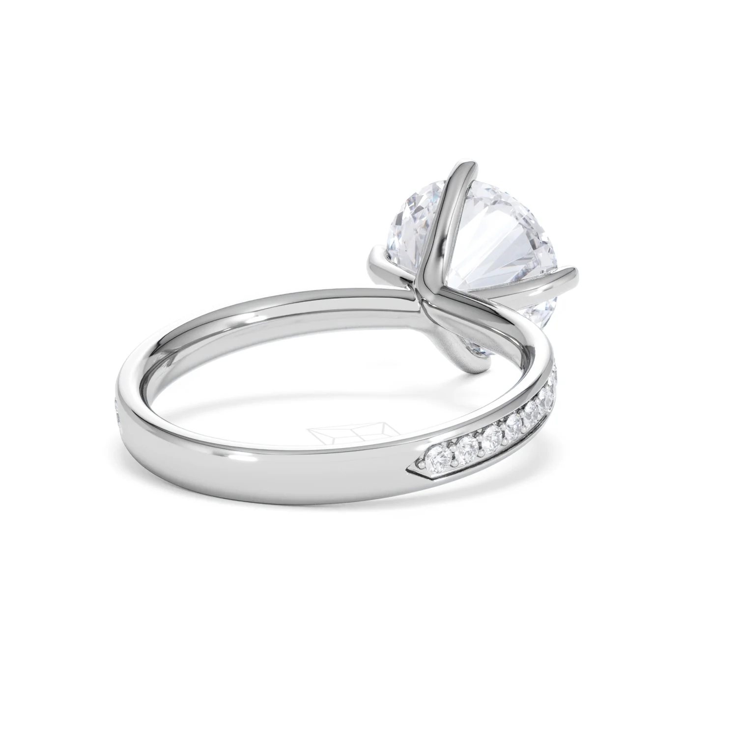 Origin Twist 3.00ct Round Cut Lab Diamond Solitaire Engagement Ring with Side Stones in Platinum - Image 41