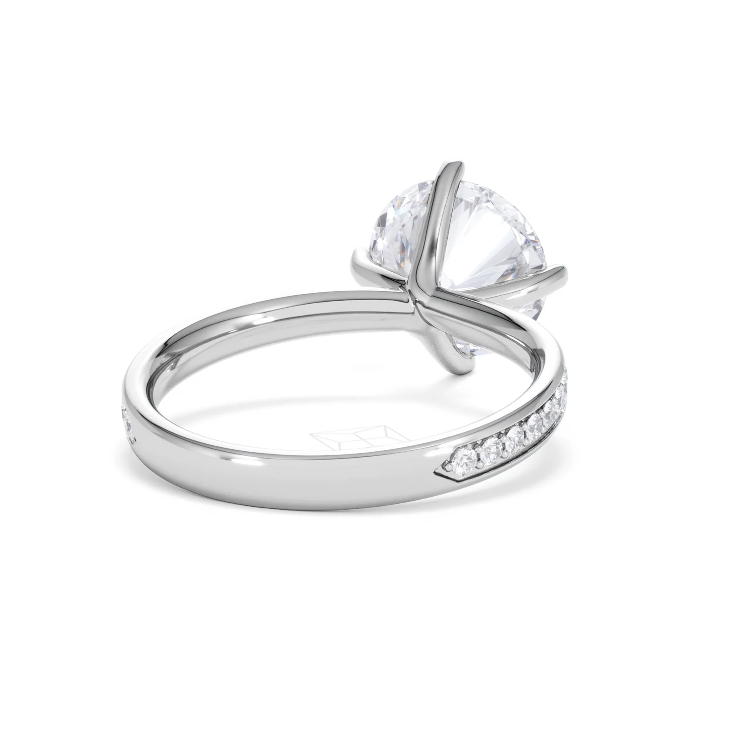 Origin Twist 3.00ct Round Cut Lab Diamond Solitaire Engagement Ring with Side Stones in Platinum - Image 42