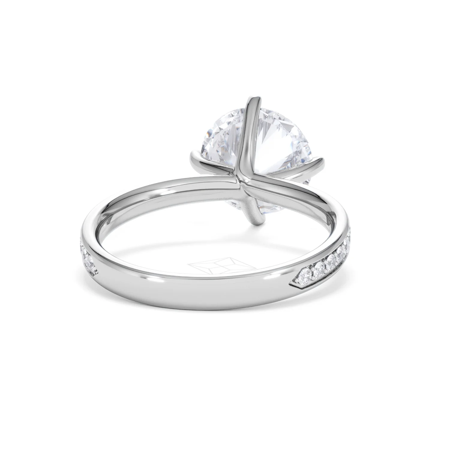 Origin Twist 3.00ct Round Cut Lab Diamond Solitaire Engagement Ring with Side Stones in Platinum - Image 44