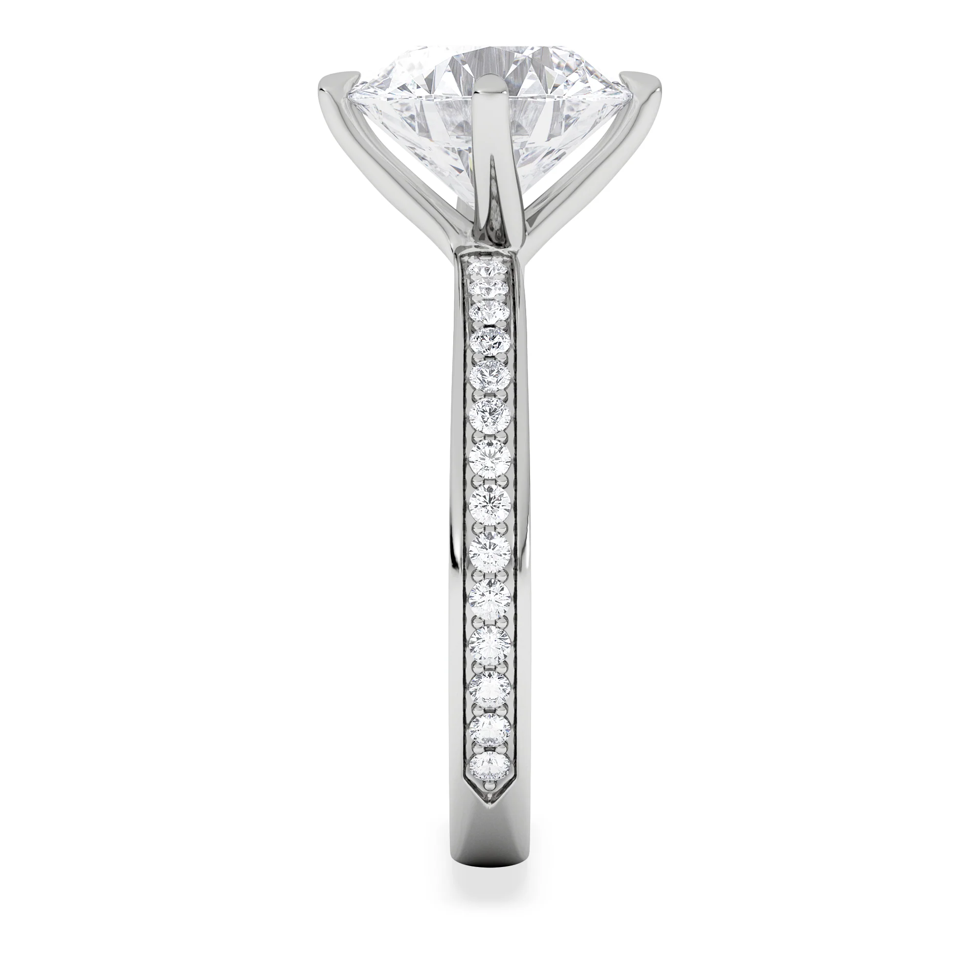 Origin Twist 3.00ct Round Cut Lab Diamond Solitaire Engagement Ring with Side Stones in Platinum - Image 5