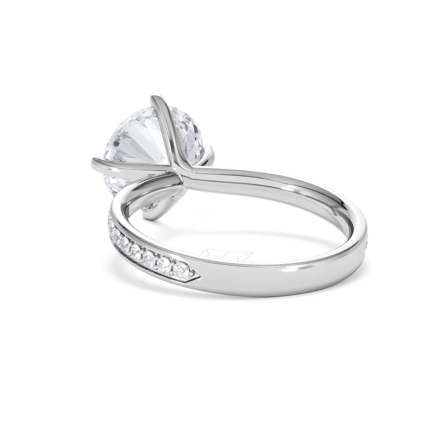 Origin Twist 3.00ct Round Cut Lab Diamond Solitaire Engagement Ring with Side Stones in Platinum - Image 53