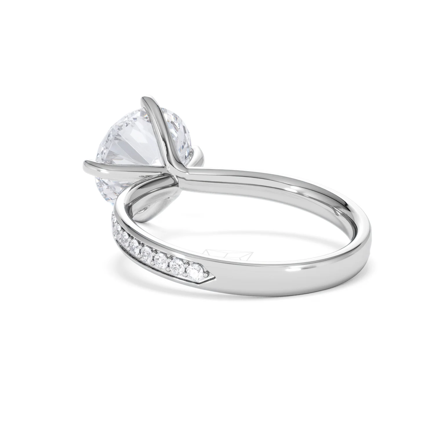 Origin Twist 3.00ct Round Cut Lab Diamond Solitaire Engagement Ring with Side Stones in Platinum - Image 54
