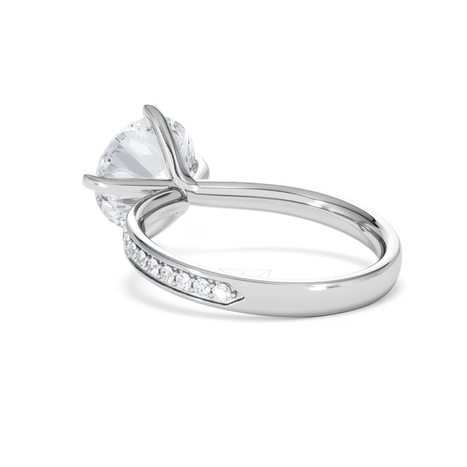 Origin Twist 3.00ct Round Cut Lab Diamond Solitaire Engagement Ring with Side Stones in Platinum - Image 55