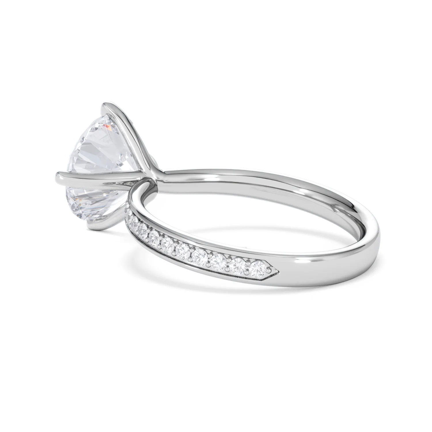 Origin Twist 3.00ct Round Cut Lab Diamond Solitaire Engagement Ring with Side Stones in Platinum - Image 59