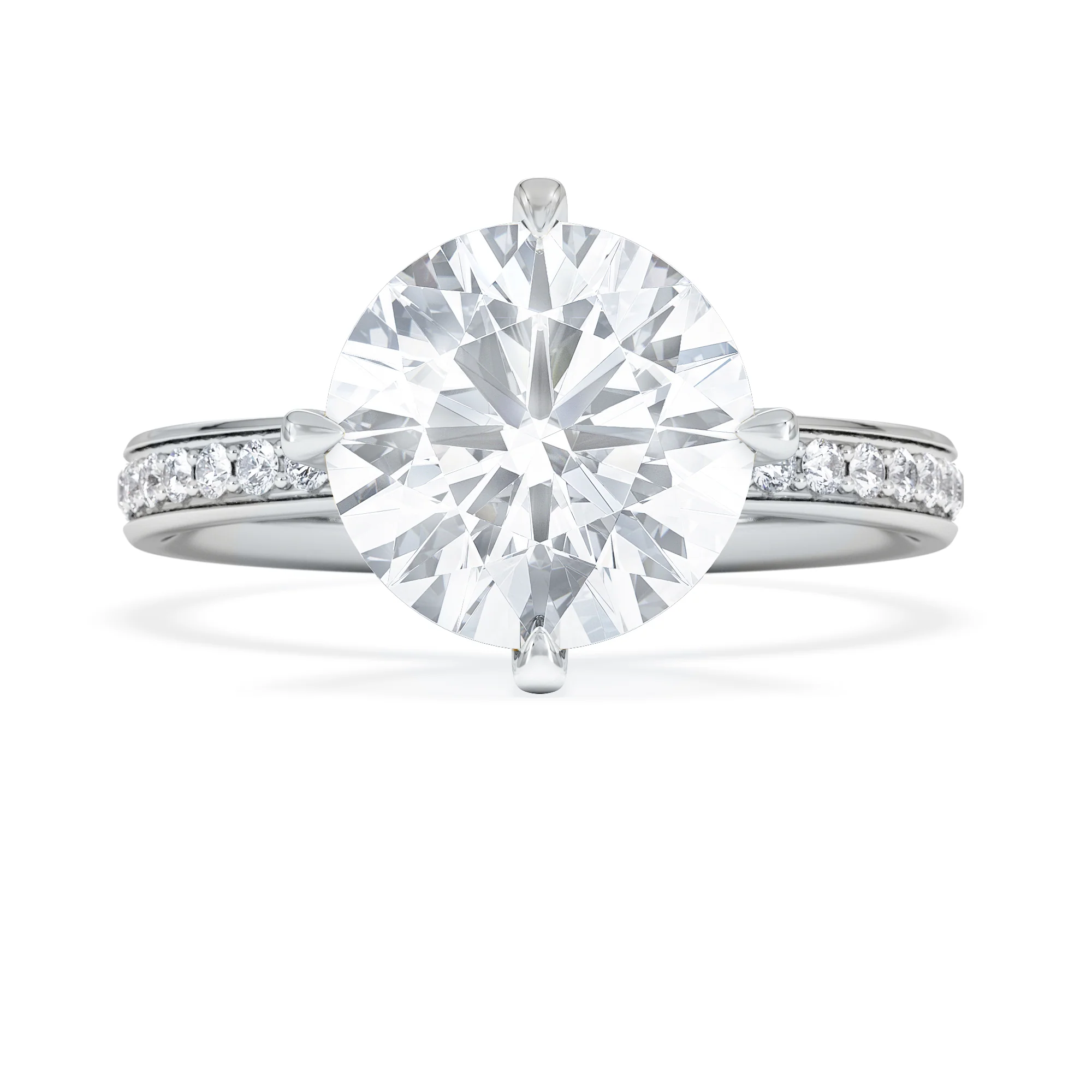 Origin Twist 3.00ct Round Cut Lab Diamond Solitaire Engagement Ring with Side Stones in Platinum - Image 6