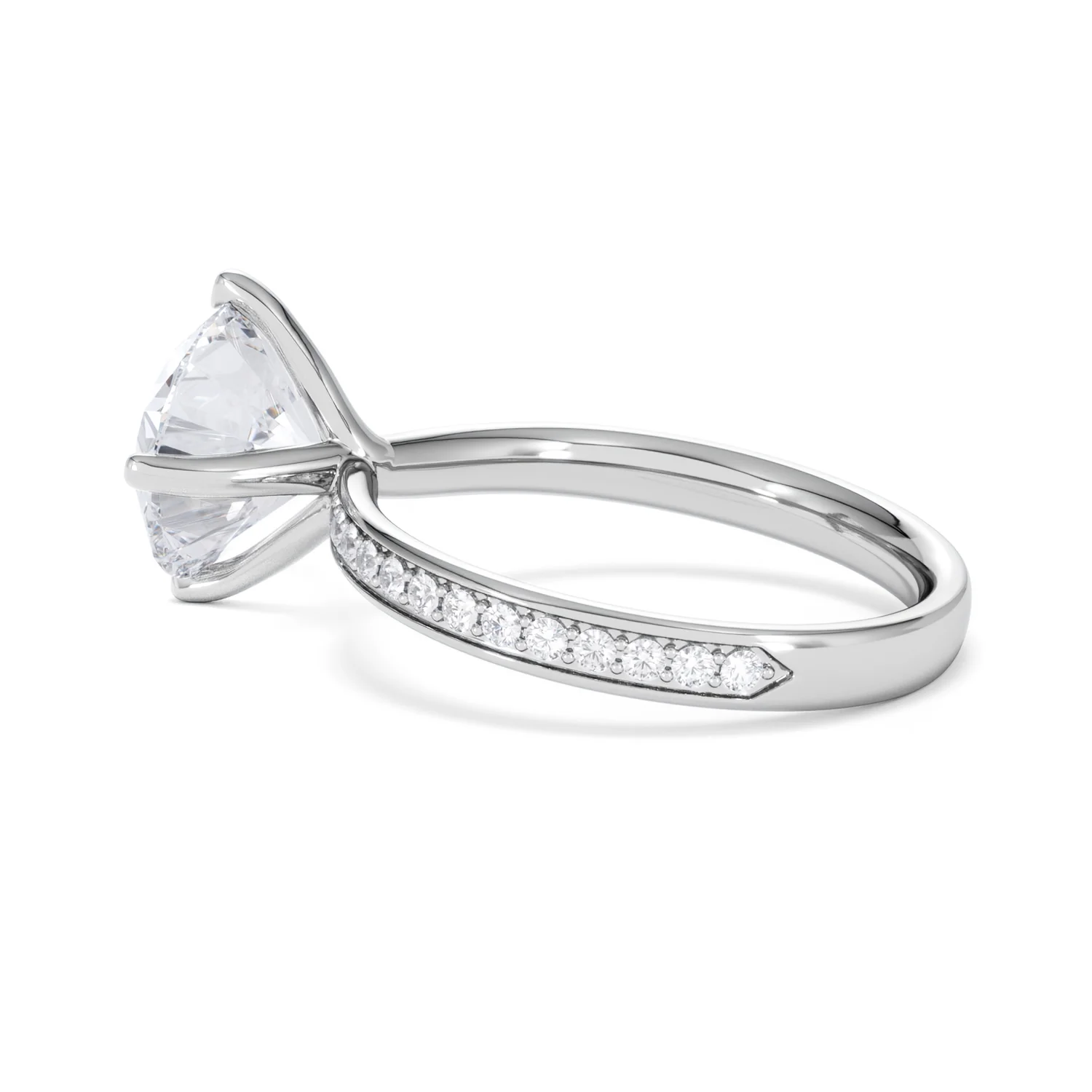 Origin Twist 3.00ct Round Cut Lab Diamond Solitaire Engagement Ring with Side Stones in Platinum - Image 62