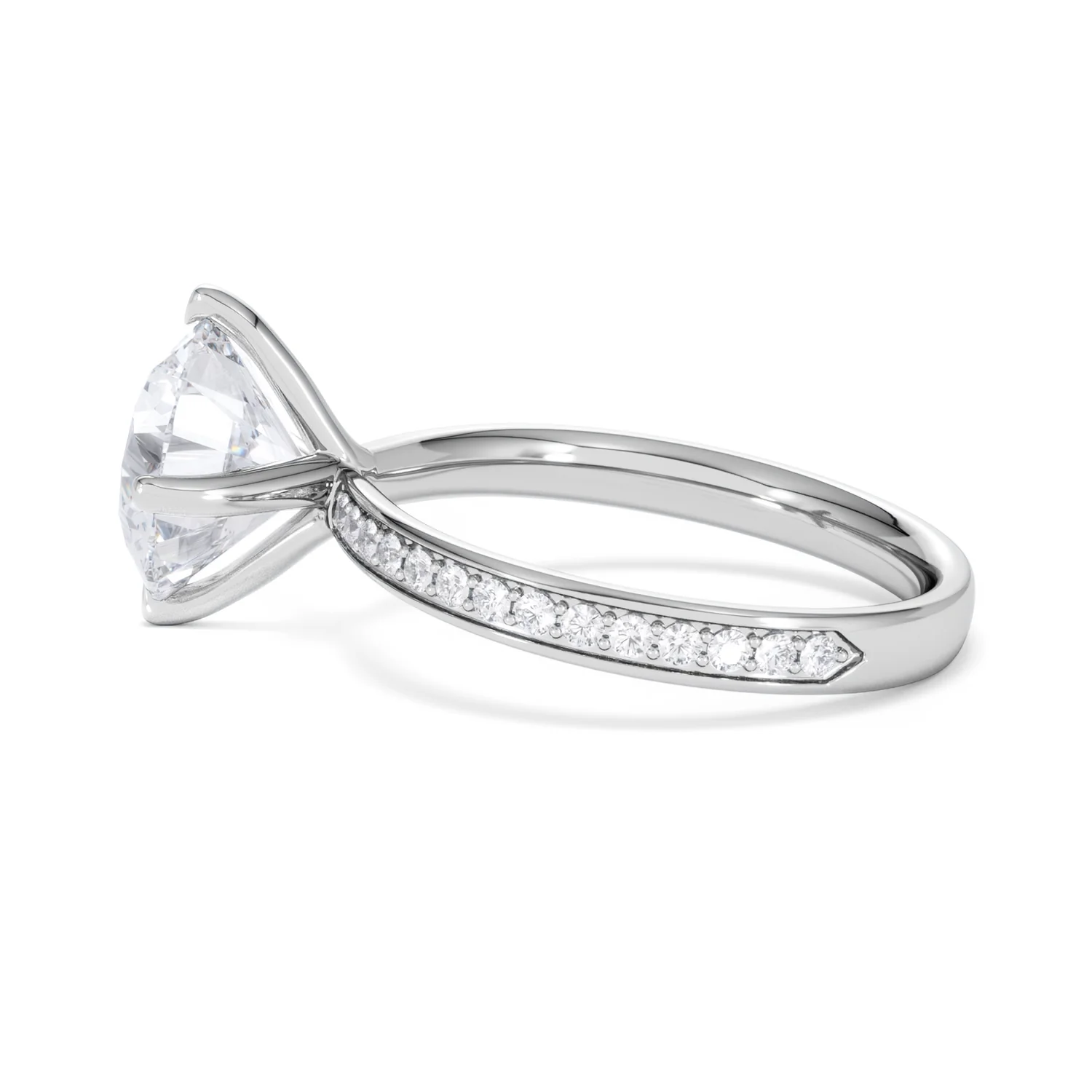Origin Twist 3.00ct Round Cut Lab Diamond Solitaire Engagement Ring with Side Stones in Platinum - Image 65