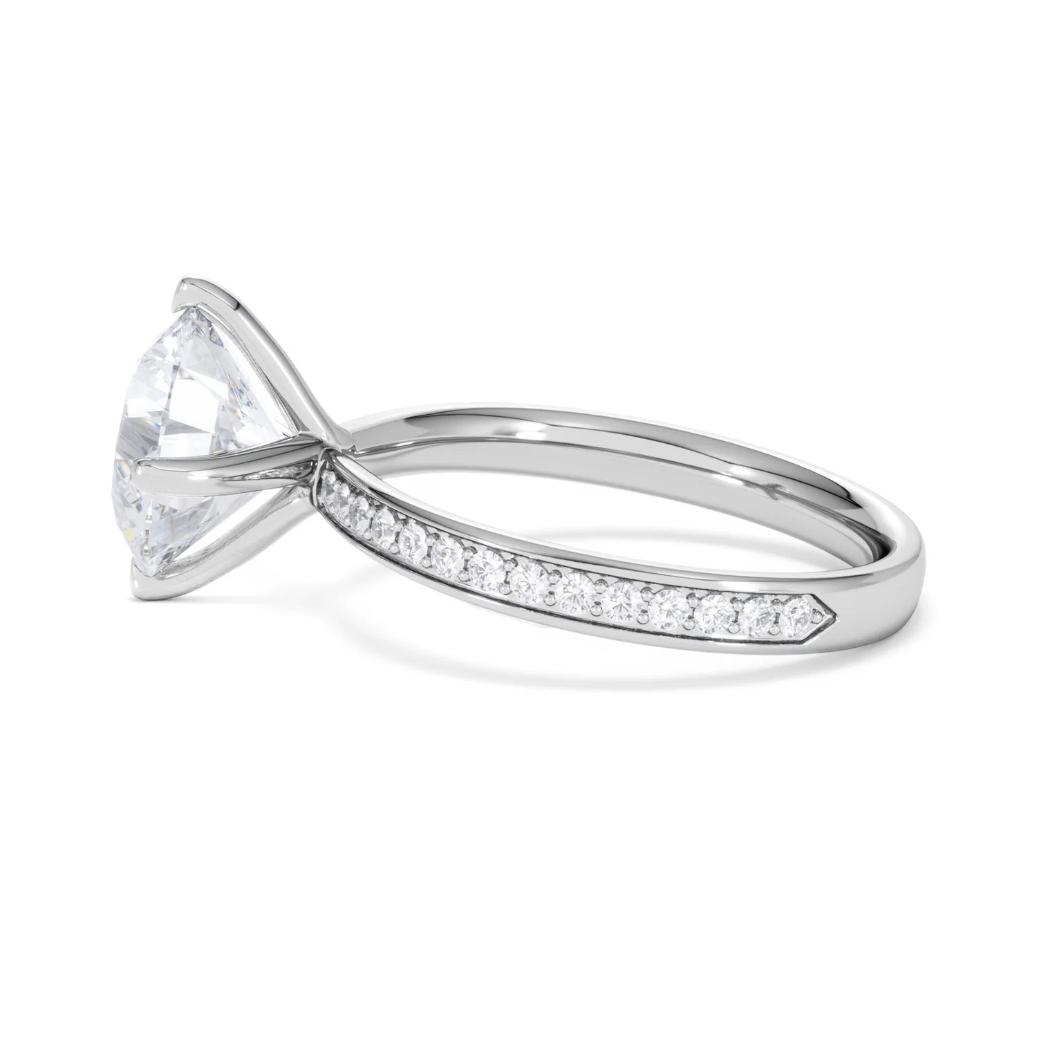 Origin Twist 3.00ct Round Cut Lab Diamond Solitaire Engagement Ring with Side Stones in Platinum - Image 66