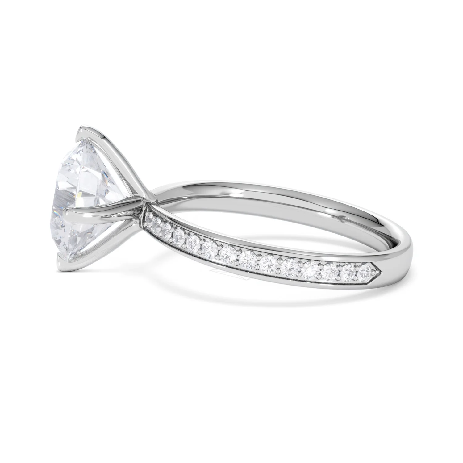 Origin Twist 3.00ct Round Cut Lab Diamond Solitaire Engagement Ring with Side Stones in Platinum - Image 67