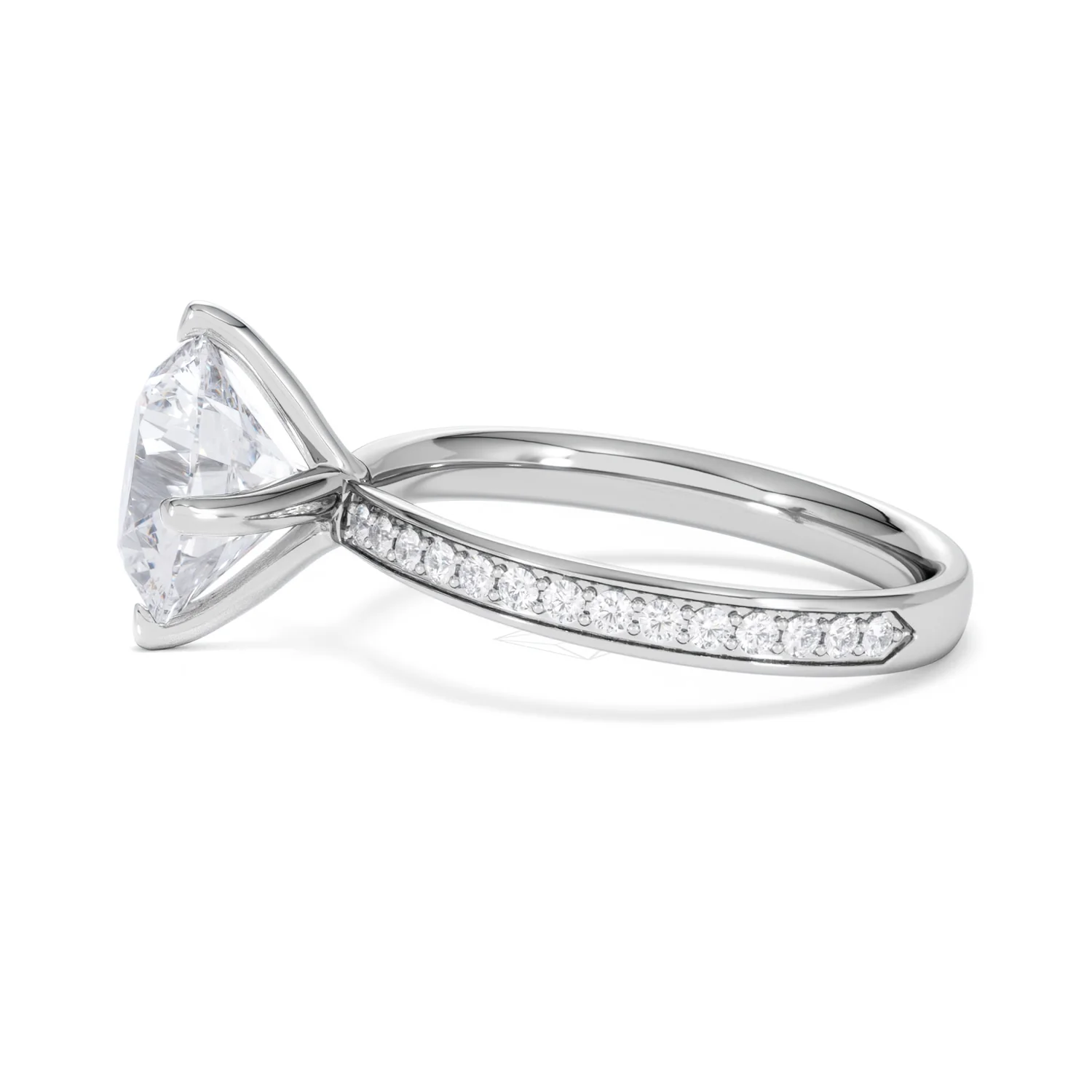 Origin Twist 3.00ct Round Cut Lab Diamond Solitaire Engagement Ring with Side Stones in Platinum - Image 68