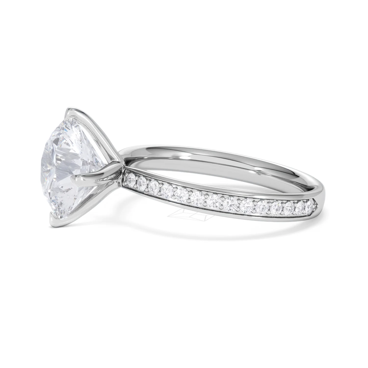 Origin Twist 3.00ct Round Cut Lab Diamond Solitaire Engagement Ring with Side Stones in Platinum - Image 71