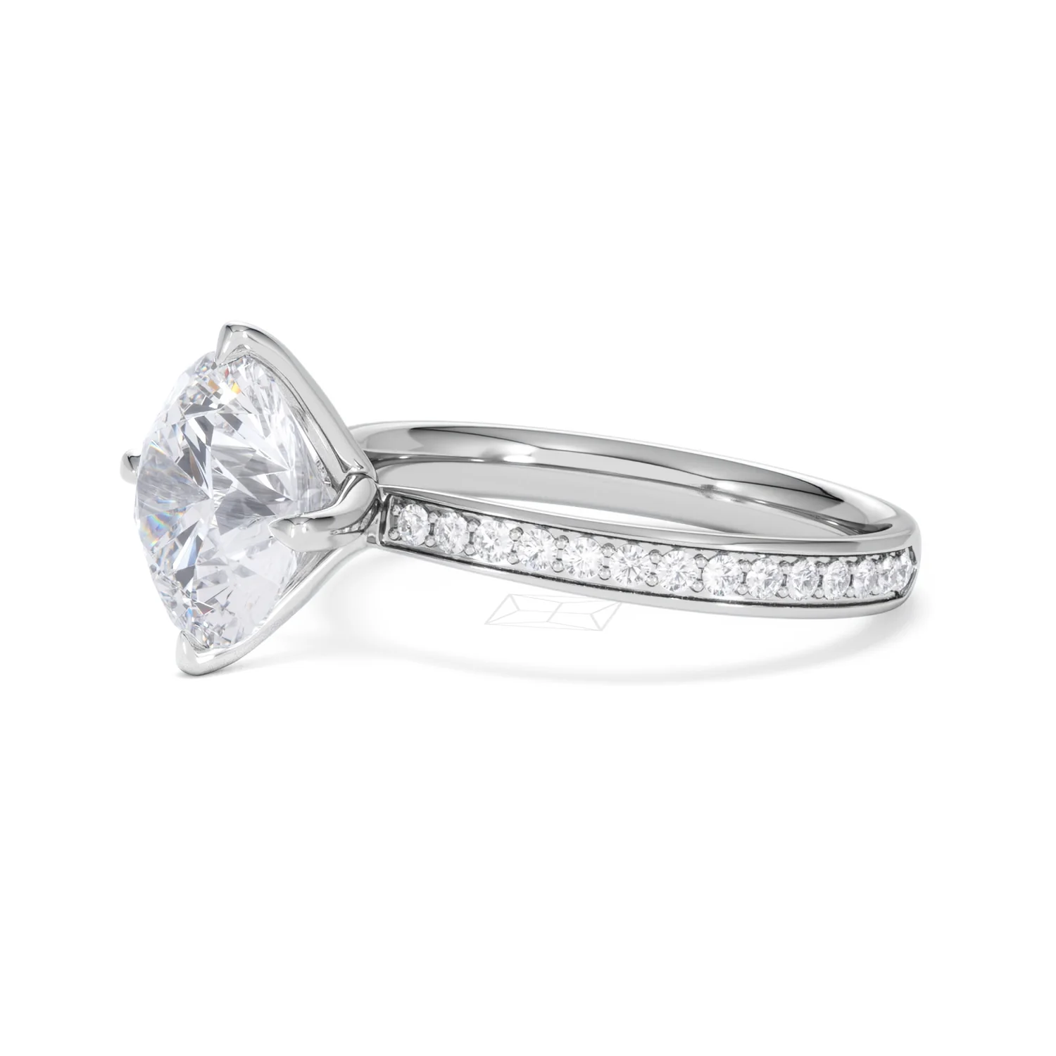 Origin Twist 3.00ct Round Cut Lab Diamond Solitaire Engagement Ring with Side Stones in Platinum - Image 74