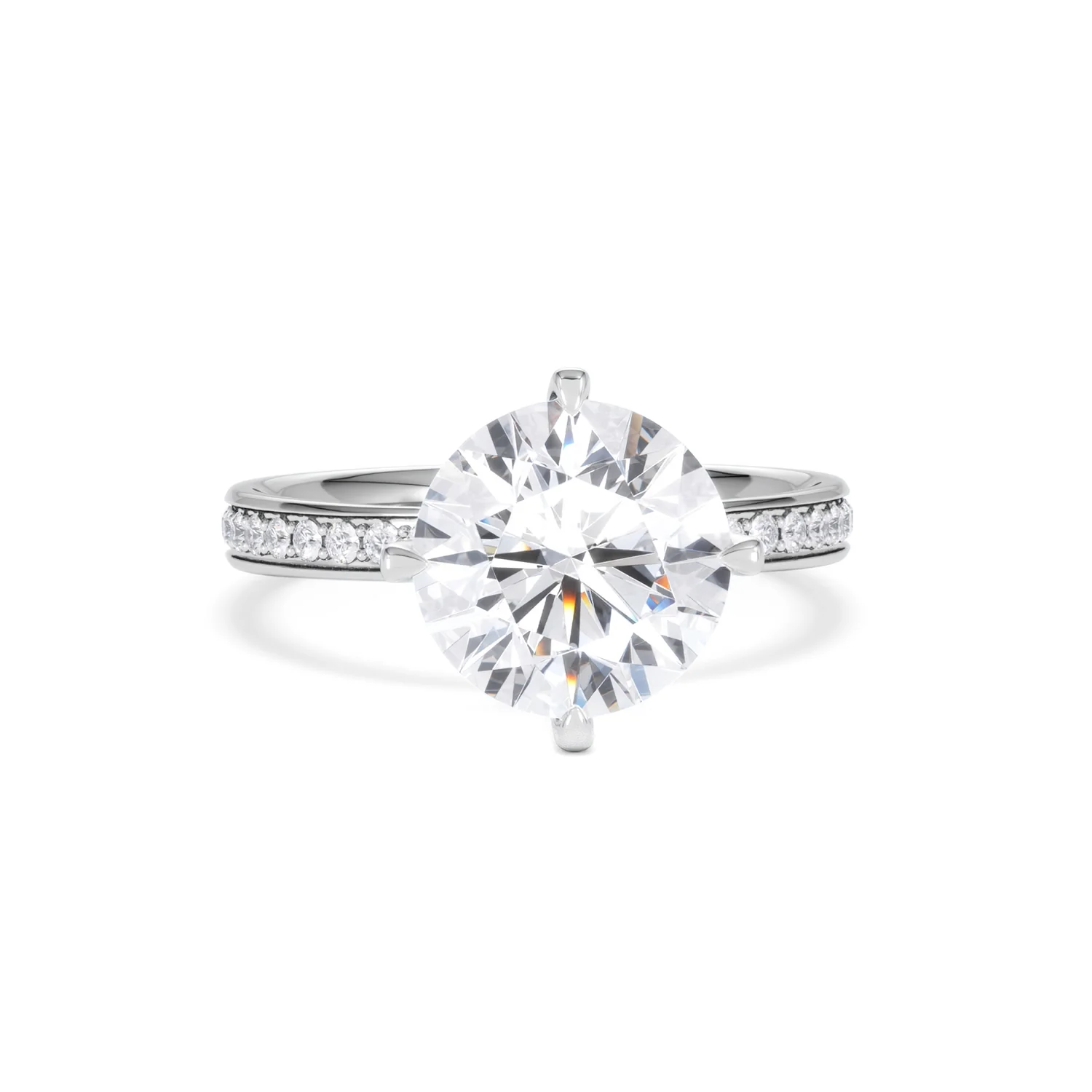 Origin Twist 3.00ct Round Cut Lab Diamond Solitaire Engagement Ring with Side Stones in Platinum - Image 8