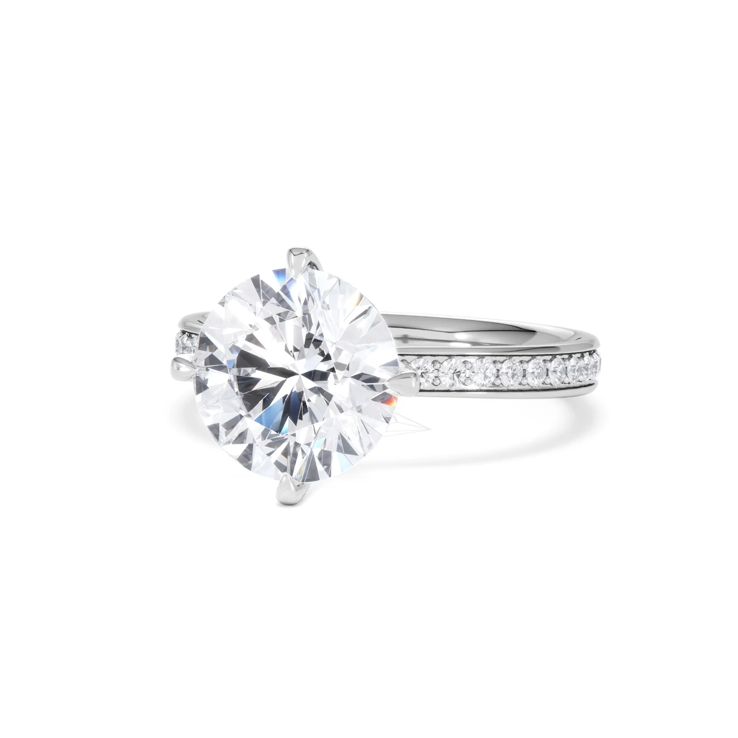 Origin Twist 3.00ct Round Cut Lab Diamond Solitaire Engagement Ring with Side Stones in Platinum - Image 83