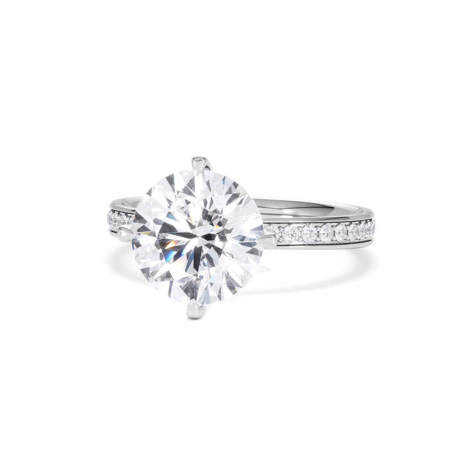 Origin Twist 3.00ct Round Cut Lab Diamond Solitaire Engagement Ring with Side Stones in Platinum - Image 84