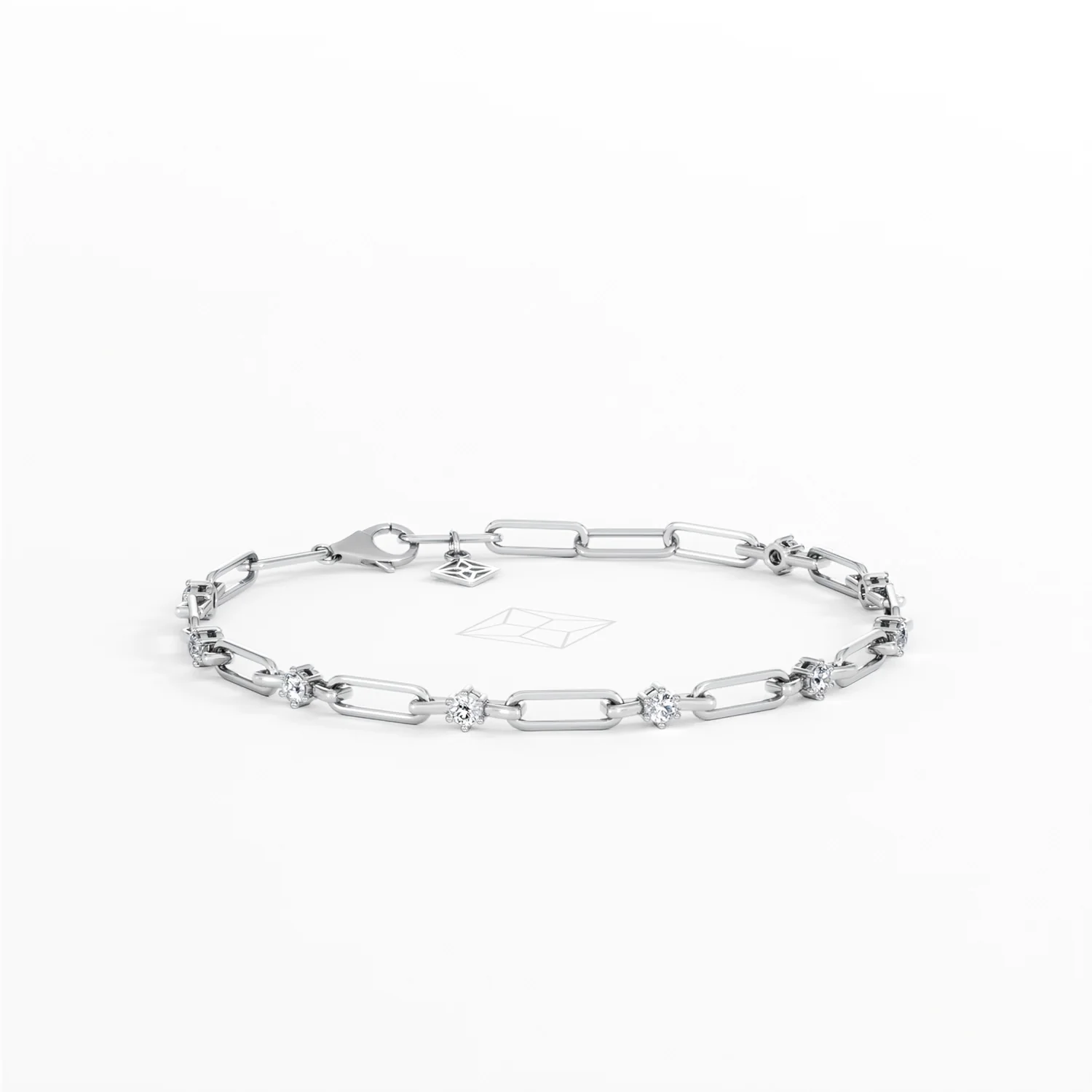 Paperclip 0.36ct Lab Diamond Link Bracelet in 18K White Gold - Image 13