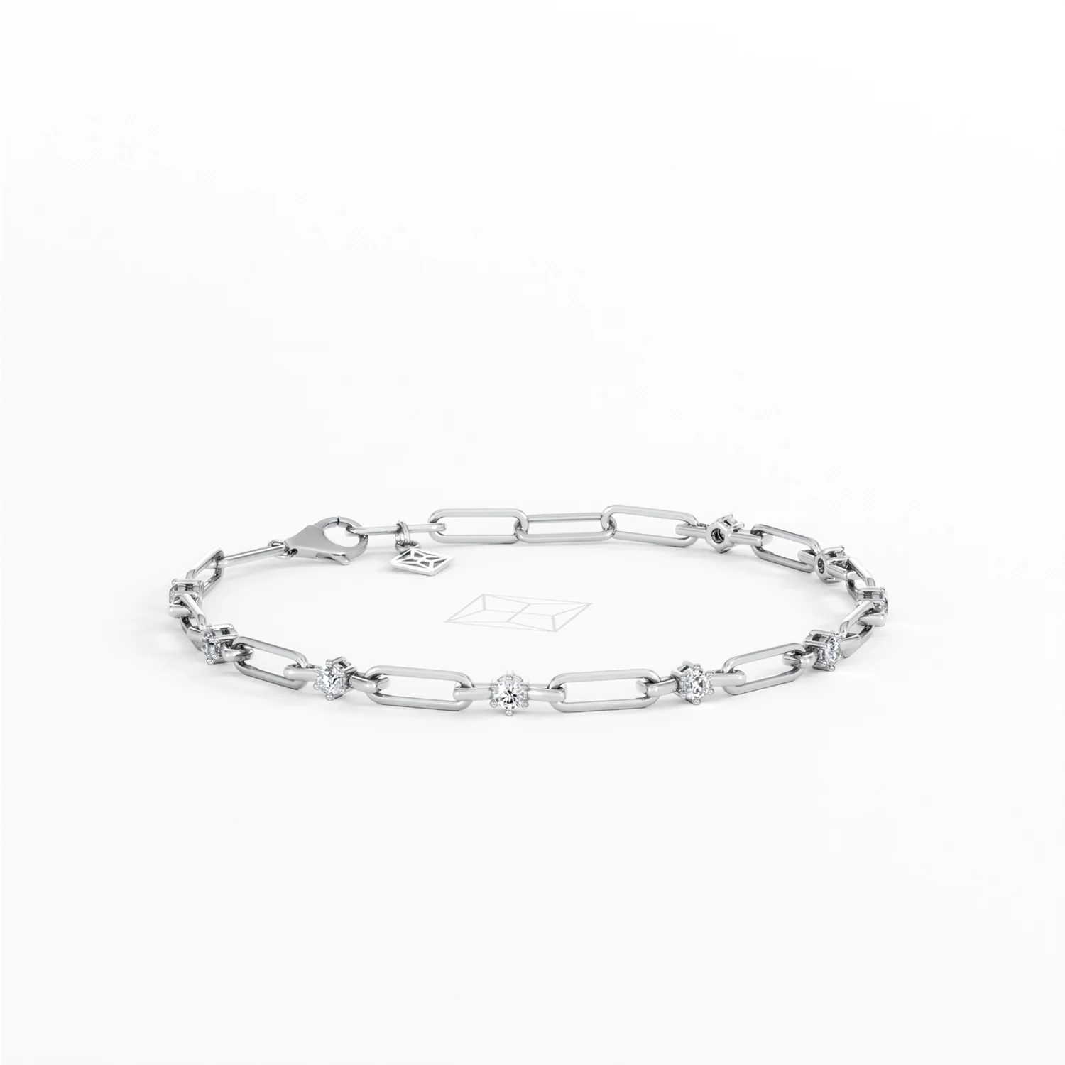 Paperclip 0.36ct Lab Diamond Link Bracelet in 18K White Gold - Image 15