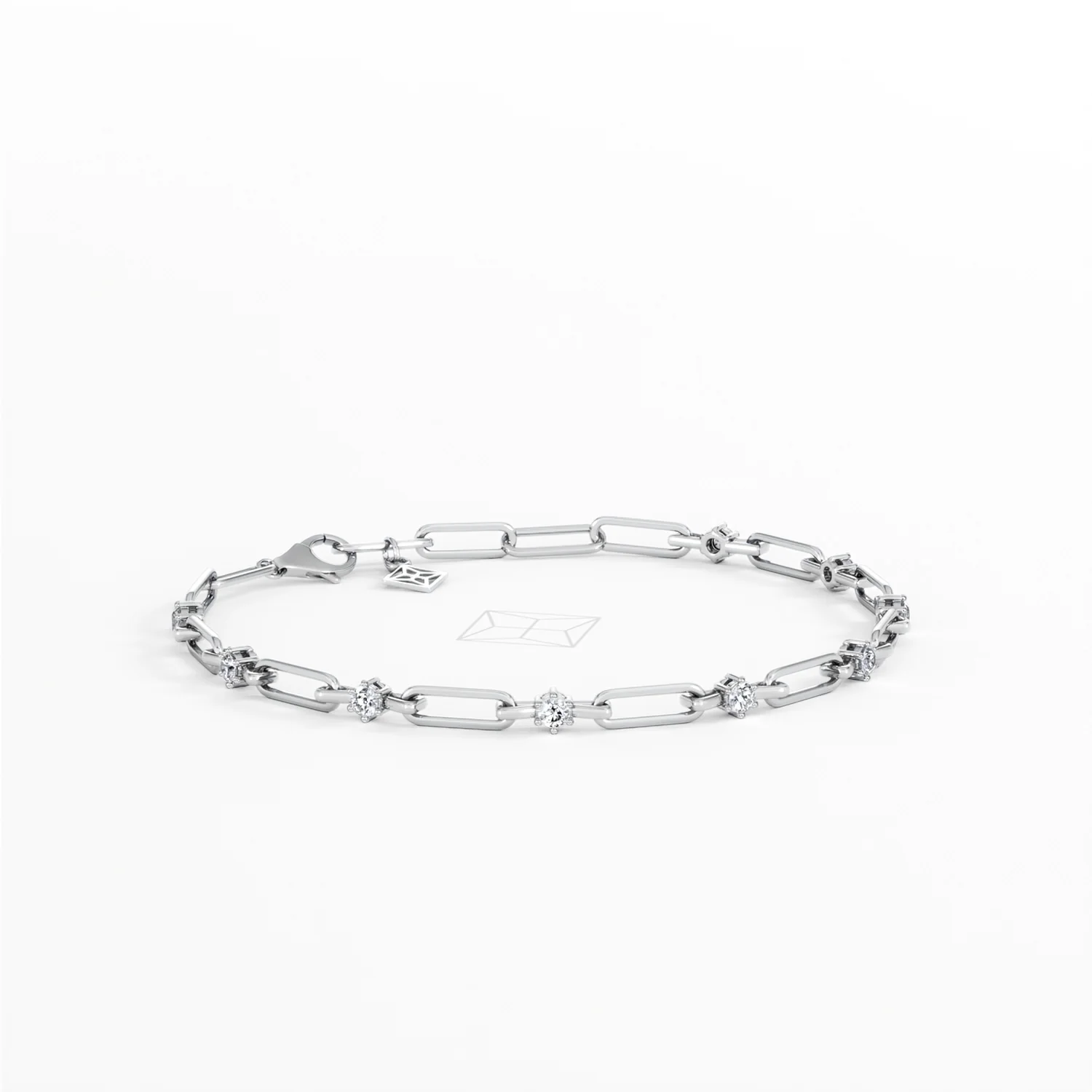 Paperclip 0.36ct Lab Diamond Link Bracelet in 18K White Gold - Image 16