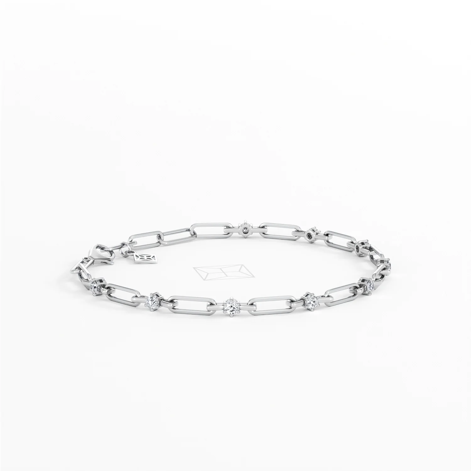 Paperclip 0.36ct Lab Diamond Link Bracelet in 18K White Gold - Image 22
