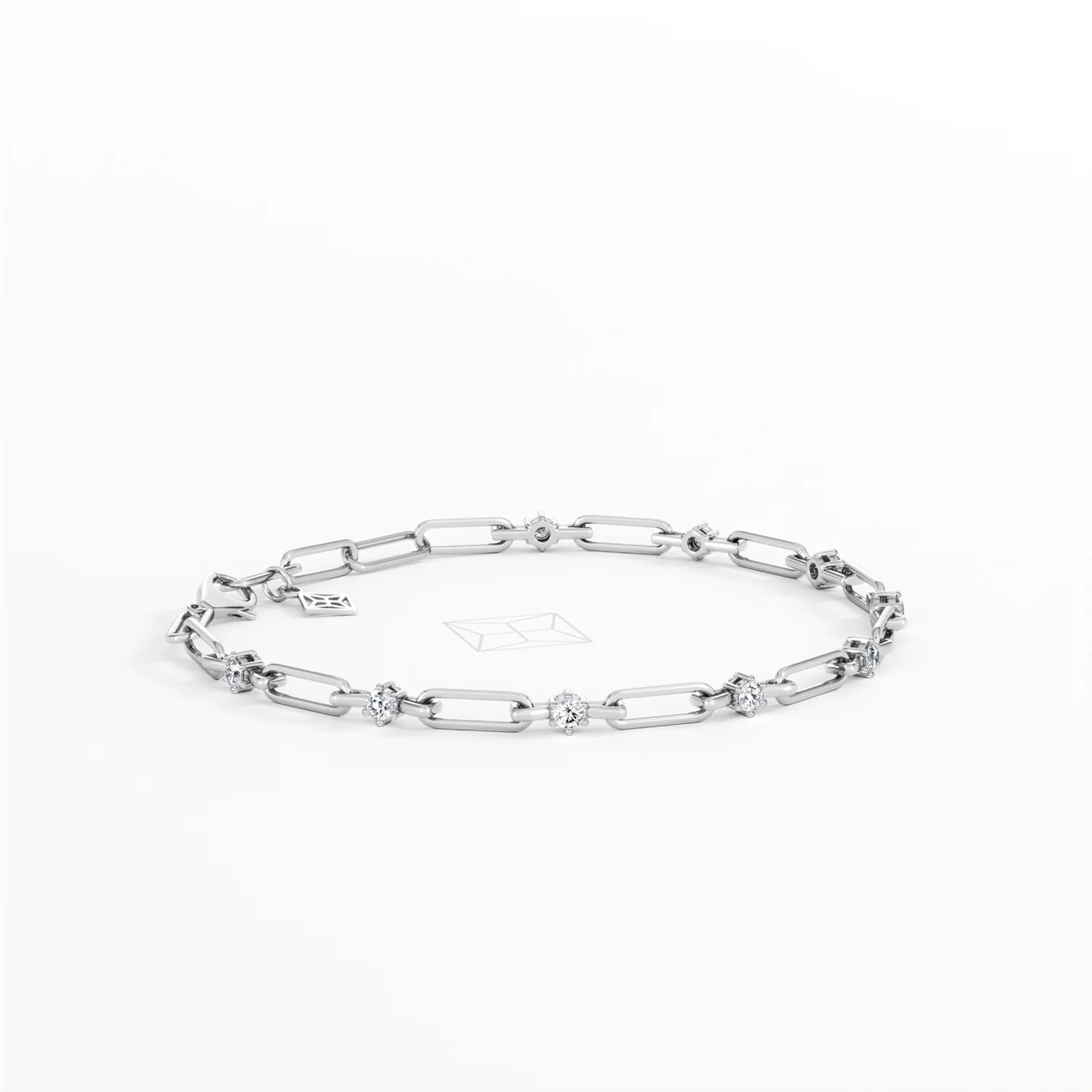 Paperclip 0.36ct Lab Diamond Link Bracelet in 18K White Gold - Image 23