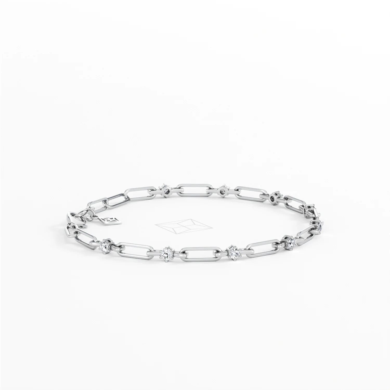 Paperclip 0.36ct Lab Diamond Link Bracelet in 18K White Gold - Image 26