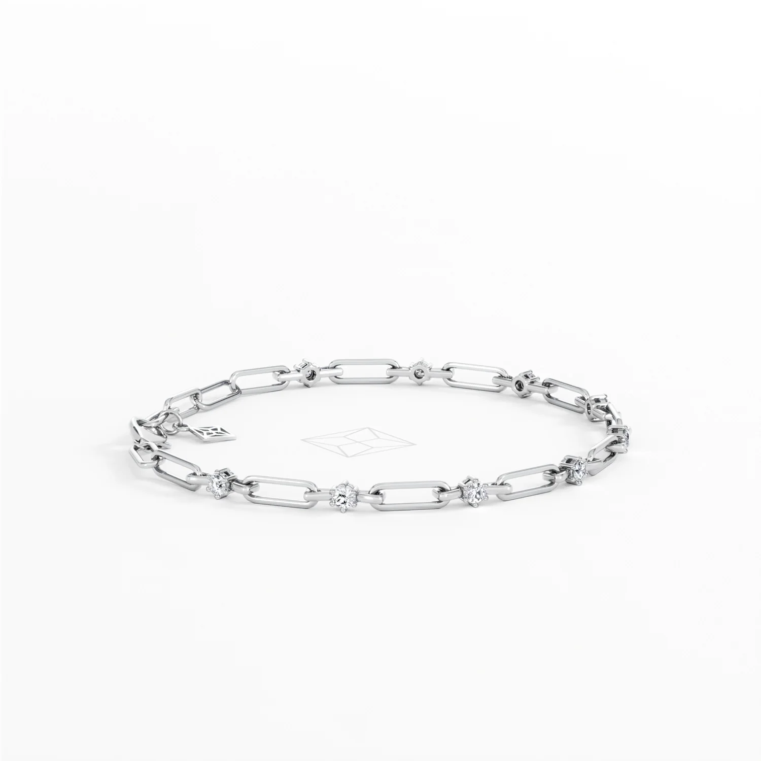 Paperclip 0.36ct Lab Diamond Link Bracelet in 18K White Gold - Image 27