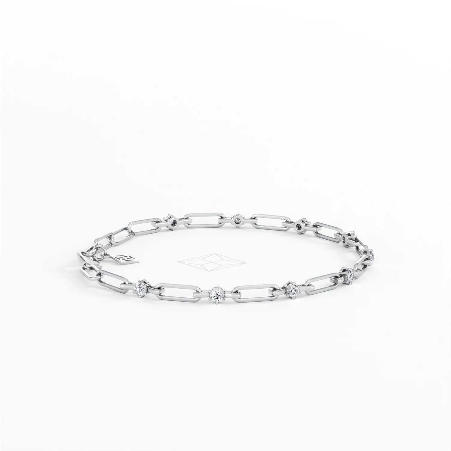 Paperclip 0.36ct Lab Diamond Link Bracelet in 18K White Gold - Image 28
