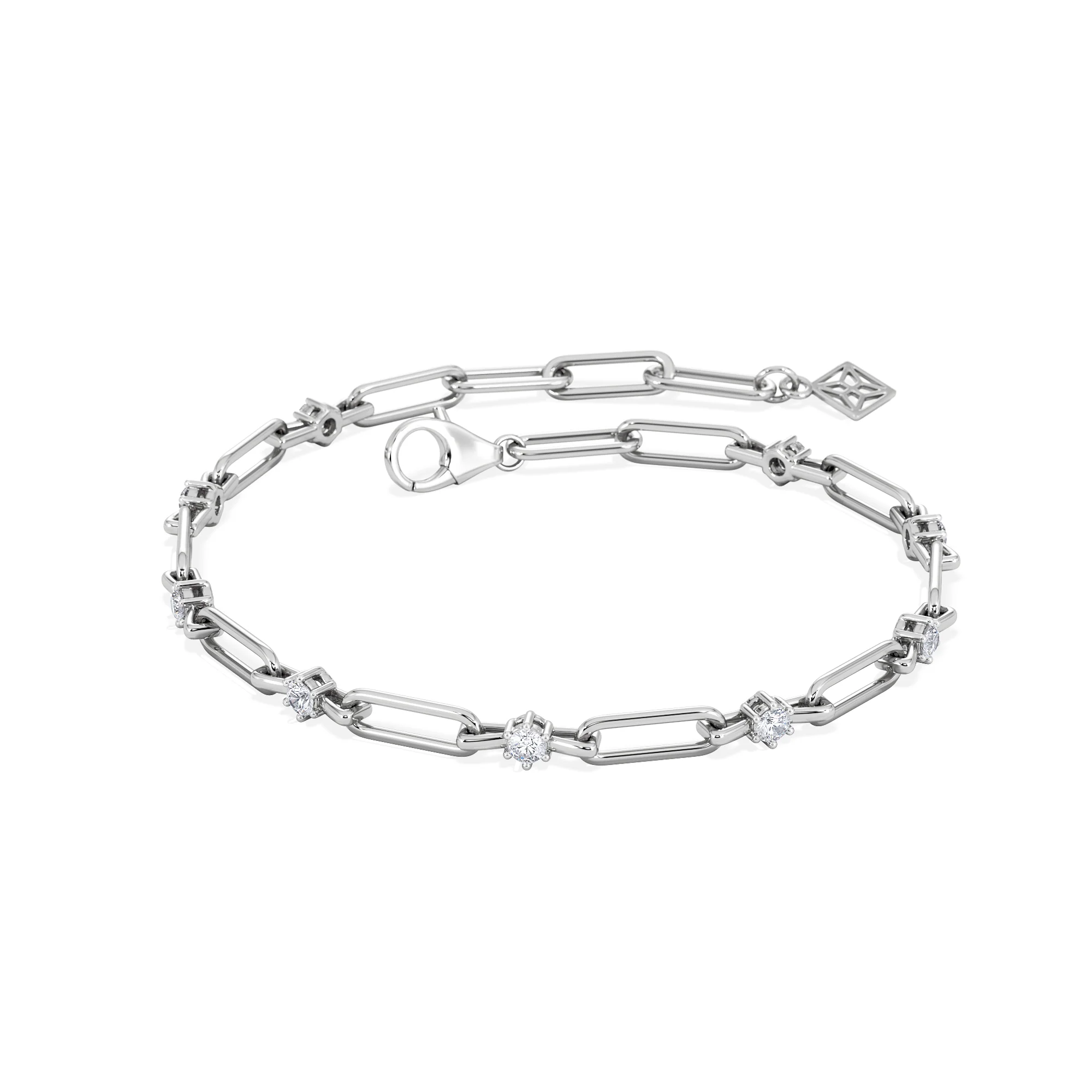 Paperclip 0.36ct Lab Diamond Link Bracelet in 18K White Gold - Image 3