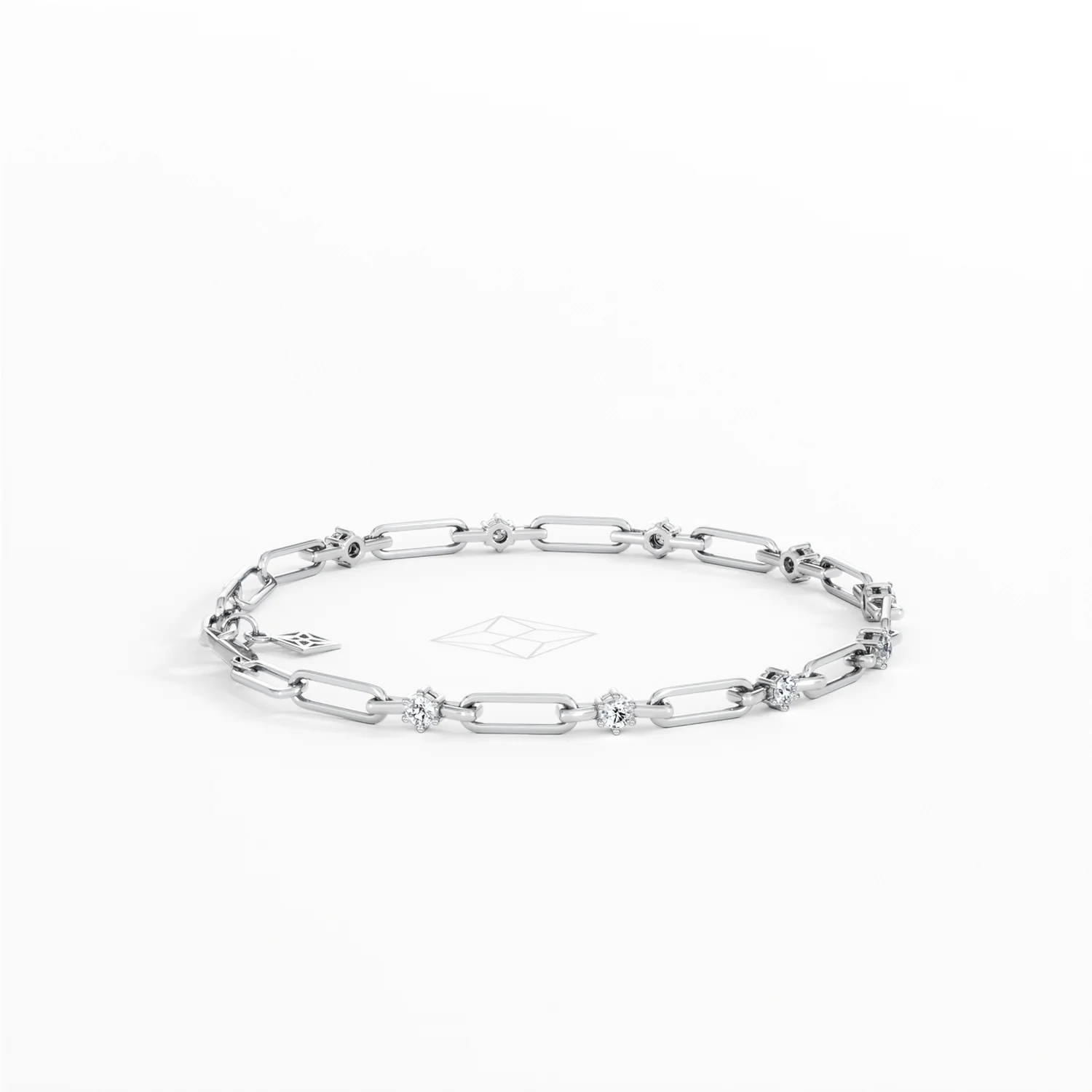 Paperclip 0.36ct Lab Diamond Link Bracelet in 18K White Gold - Image 31