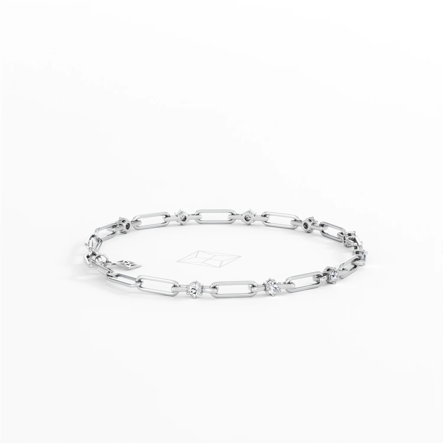 Paperclip 0.36ct Lab Diamond Link Bracelet in 18K White Gold - Image 33